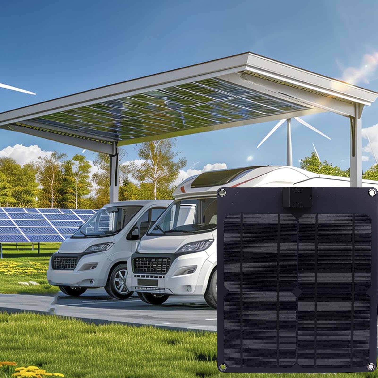 Luocute Migliore Caricabatterie Solare USB, Caricatore di Gocciolamento Solare da 30W Monocristallino con Controller, Impermeabilizzazione per per Barche per Auto per Vari