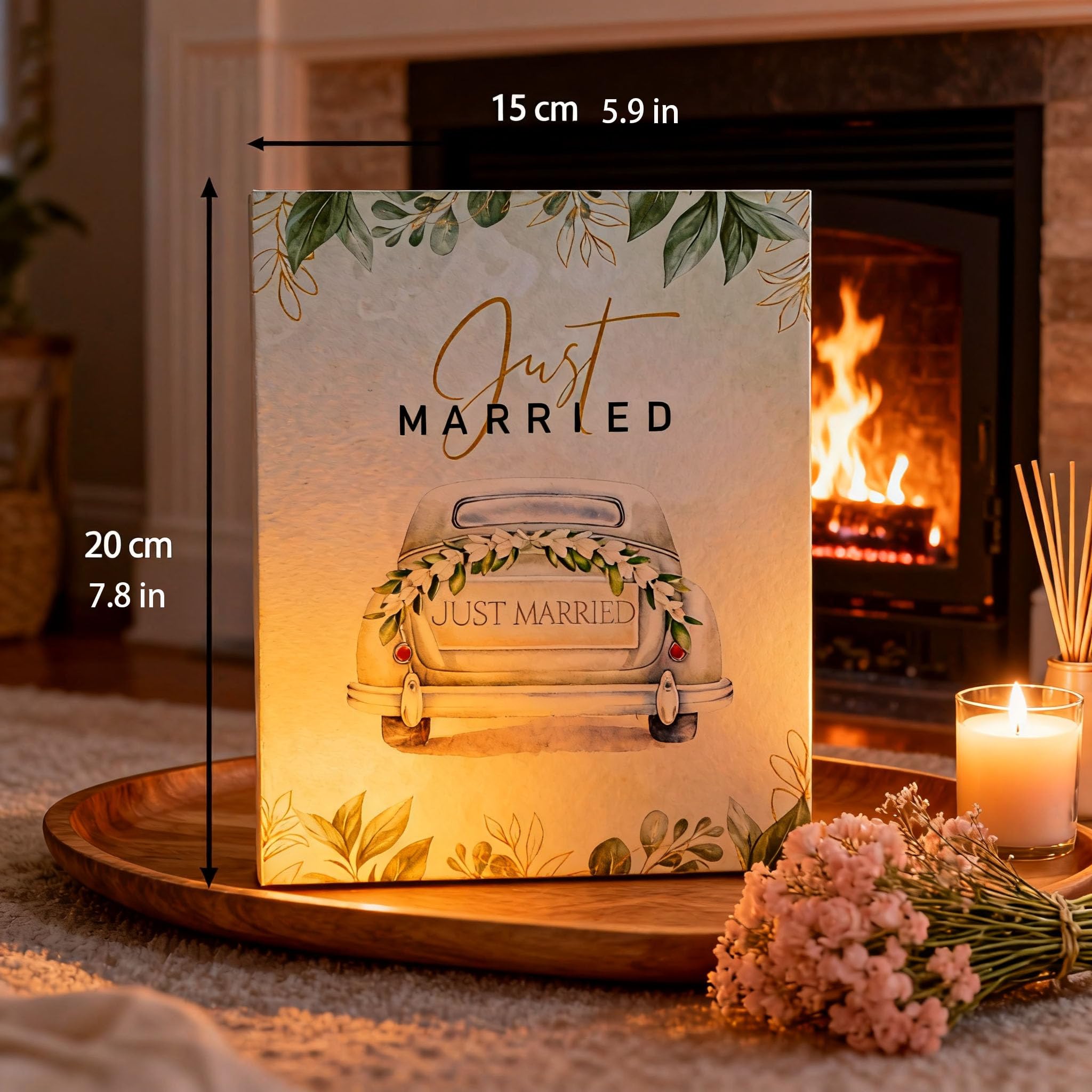 3D-Pop-Up-Hochzeitskarte, elegante Glückwunschkarte – Vintage-Auto mit floralem Aquarell-Cover, Hochzeitsgeschenke für Brautpaare, romantische Karte für Braut und Bräutigam