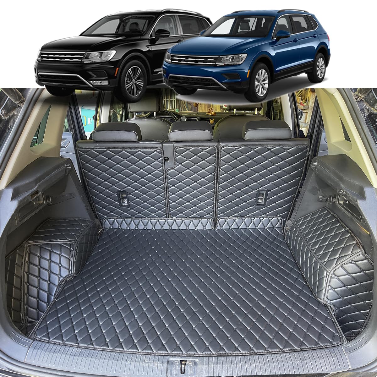 Vasca Baule per VW Tiguan II 2016–2023 (Esclusi i modelli Allspace) — Con pianale del bagagliaio in posizione alta — Protezione bagagliaio su misura | Solo modello standard, non adatto per Allspace (AX1) e (senza plug-in ibrido)
