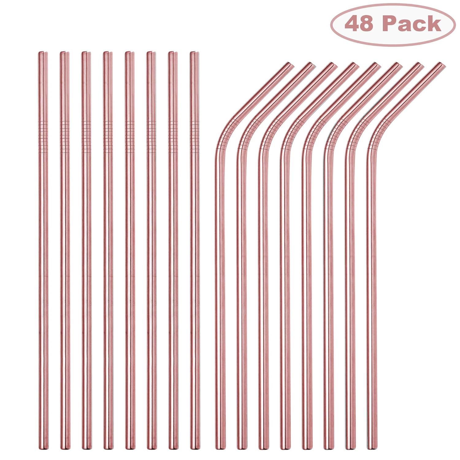 Amаzіng 🔥 Brightbuy Set of 48 Stainless Steel Metal Straws 8.5'' Bulk Rose Gold Drinking Straws For 20oz Tumblers Yeti 6mm Diameter (24 Straight + 24 Bent) (Rose Gold) Exсluѕіvе Sресіаl Brightbuy Set of 48 Stainless Steel Metal Straws 8.5'' Bulk Rose Gold Drinking Straws For 20oz Tumblers Yeti 6mm Diameter (24 Straight + 24 Bent) (Rose Gold)