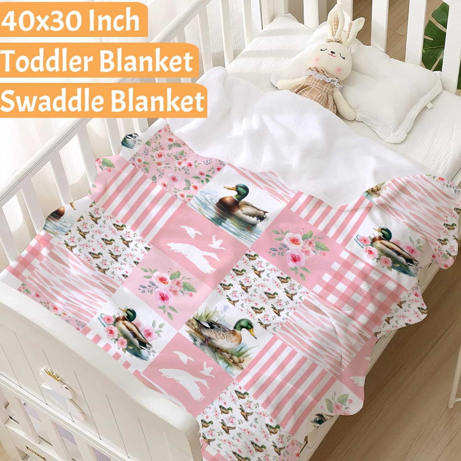 Mallard Duck Blanket, Wild Animal Duck Pattern Throw Soft Fuzzy Flannel Blanket for Bed Couch Sofa Home Decor 50"x60" for Teens