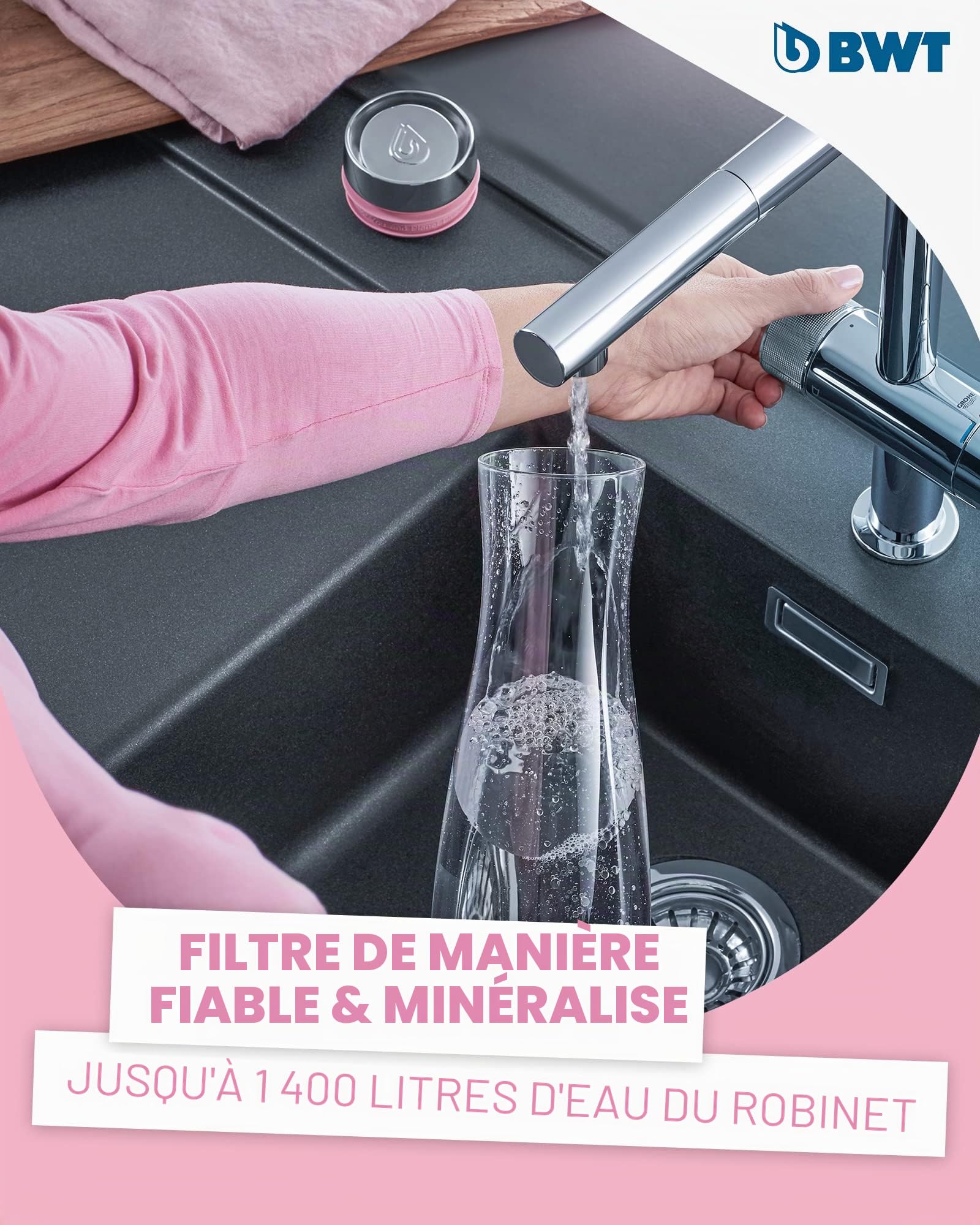 BWT AQA Drink Zinc + MP300 Cartouche filtrante pour eau potable Réduit les polluants dans l'eau du robinet Avec zinc et magnésium pour votre eau potable Filtre calcaire, chlore, plomb, cuivre | Réduit les polluants dans l'eau du robinet, avec zinc + magné
