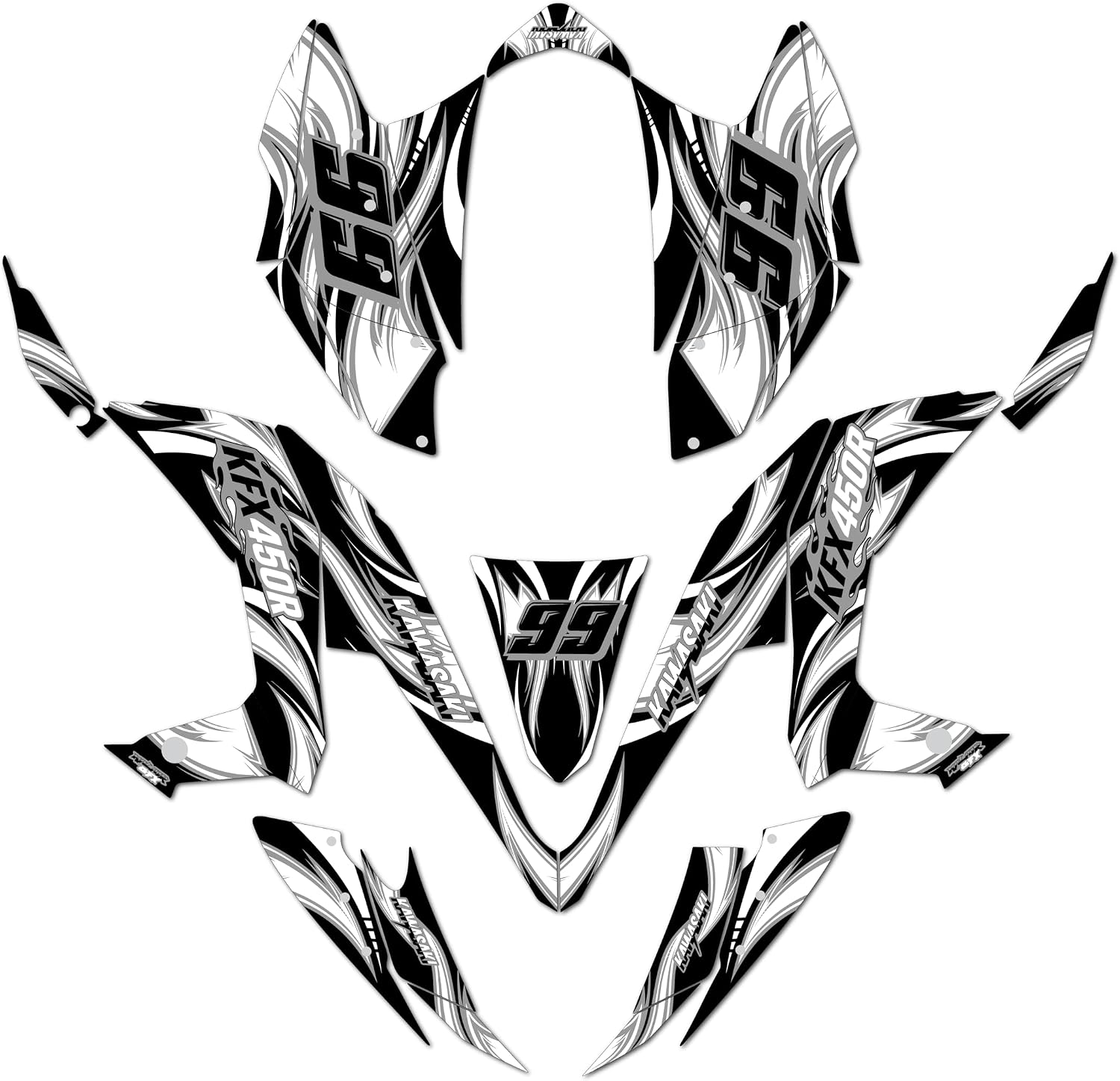 Graphics Kit for Kawasaki KFX 450R (2008-2014) Swift Series Blue 16 Mil - On/Off The Road - ATV UTV Dirt Bike Stickers, Quad Dirtbike Racing Decal Automotive Accessories no-Plastics