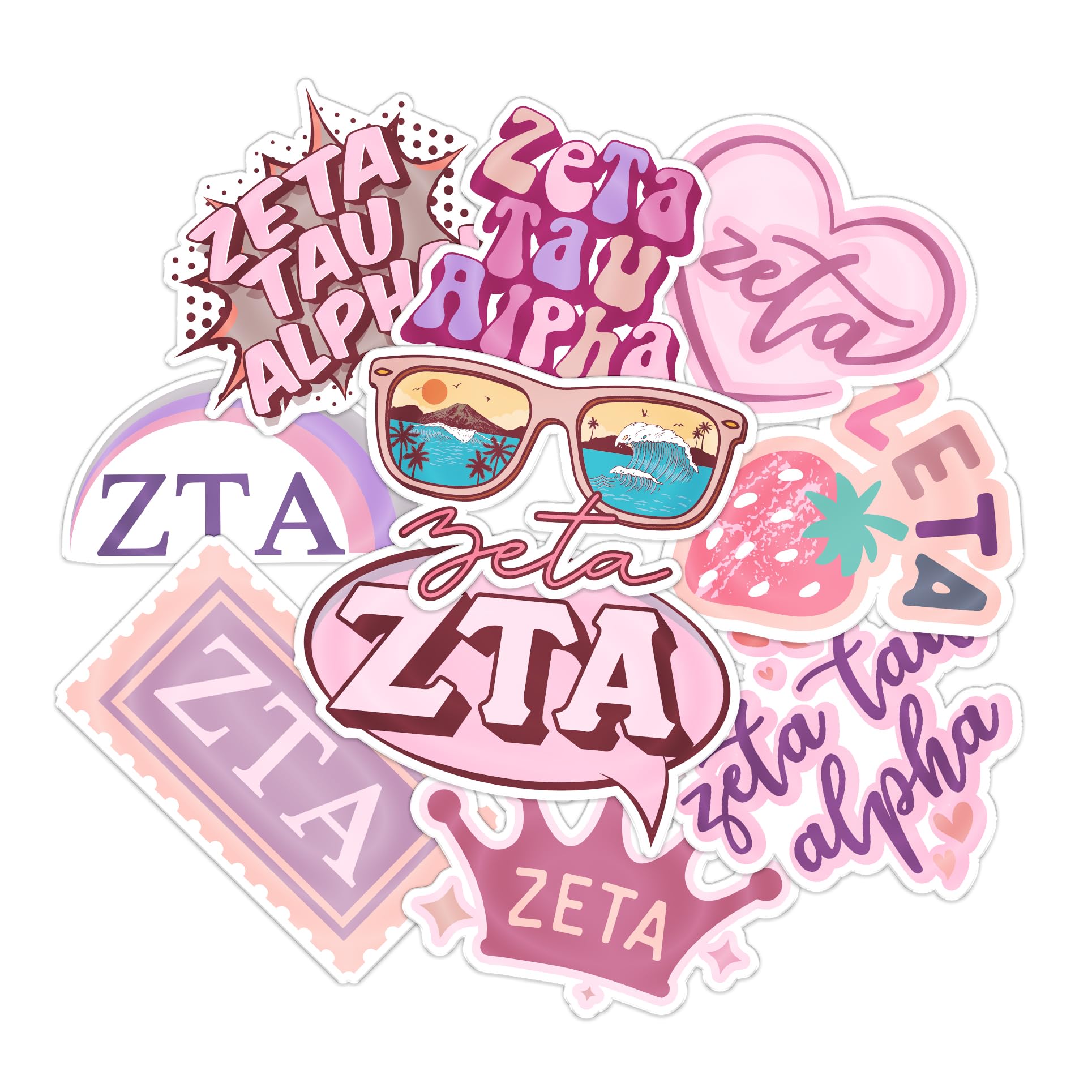 Calcomanías Zeta Tau Alpha de PVC impermeable para personalizar tu portátil y vasos (10 piezas)