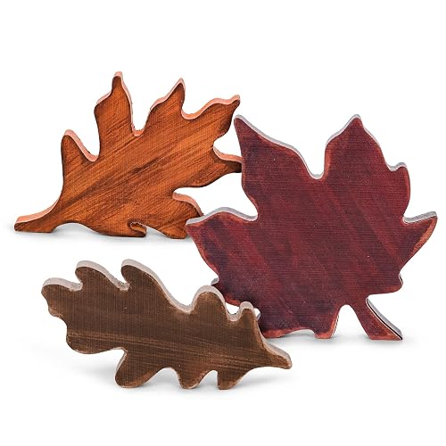Whaline Fall Leaves Wooden Signs Vintage Autumn Maple Leaves Farmhouse