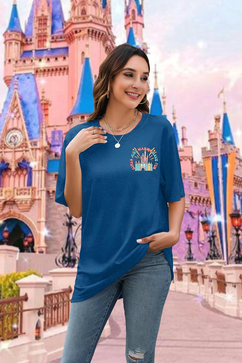 Magic Kingdom Shirt Women Girls Just Wanna Have Fun Shirt Girls Trip T-Shirt Cute Magical Tee Summer Vacation Tops - Image 5