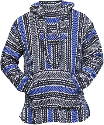 Del Mex Deluxe Mexican Baja Hoodie Sweatshirt Pullover Jerga Surf Poncho Drug Rug