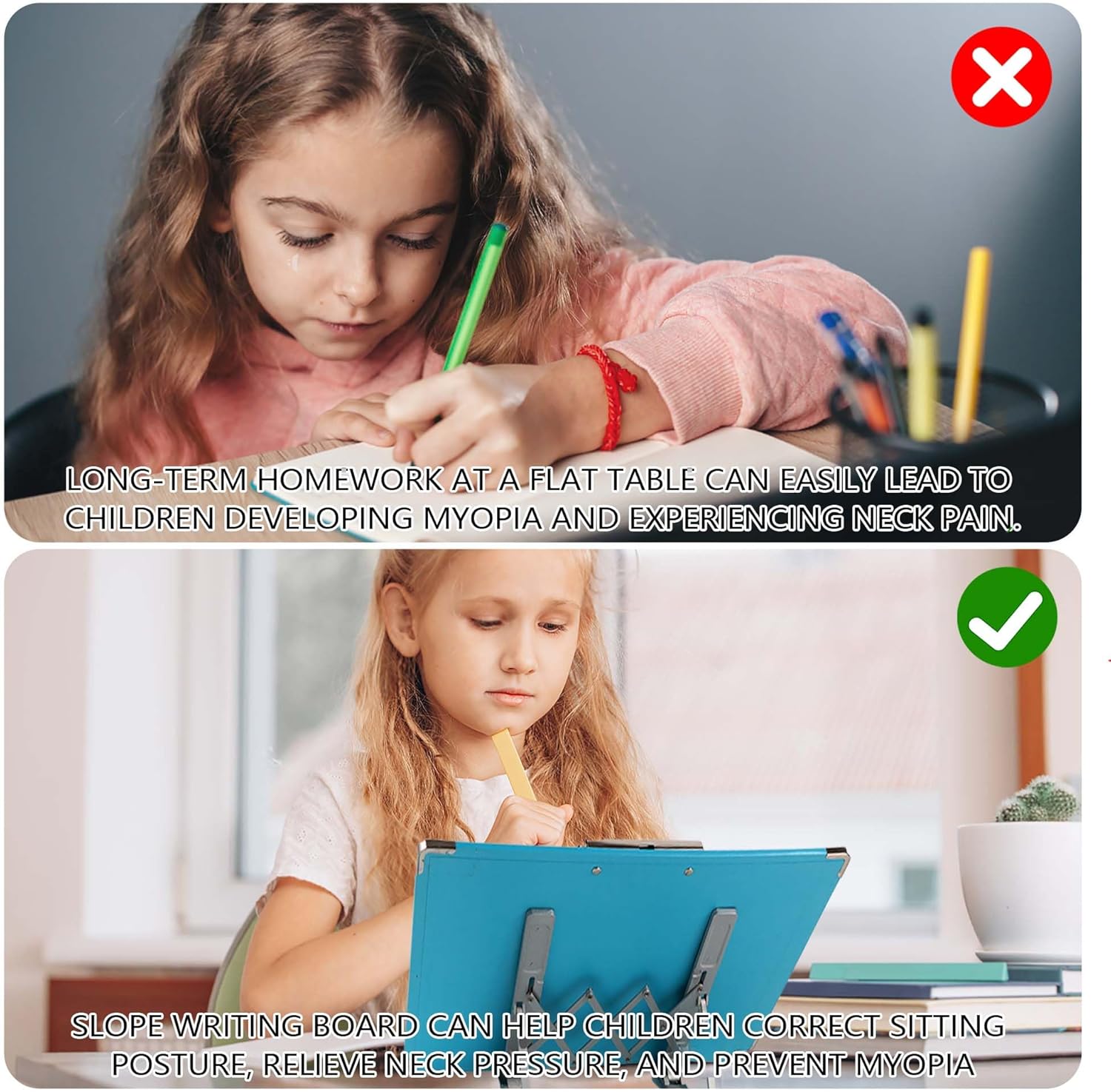 2Set Slant Board for Writing 16 x 12 Inch Adjustable Tilted Writing Board Sloped Surface to Improve Handwriting Legibility 20°Slanted Clipboard for Writing Reading Drawing