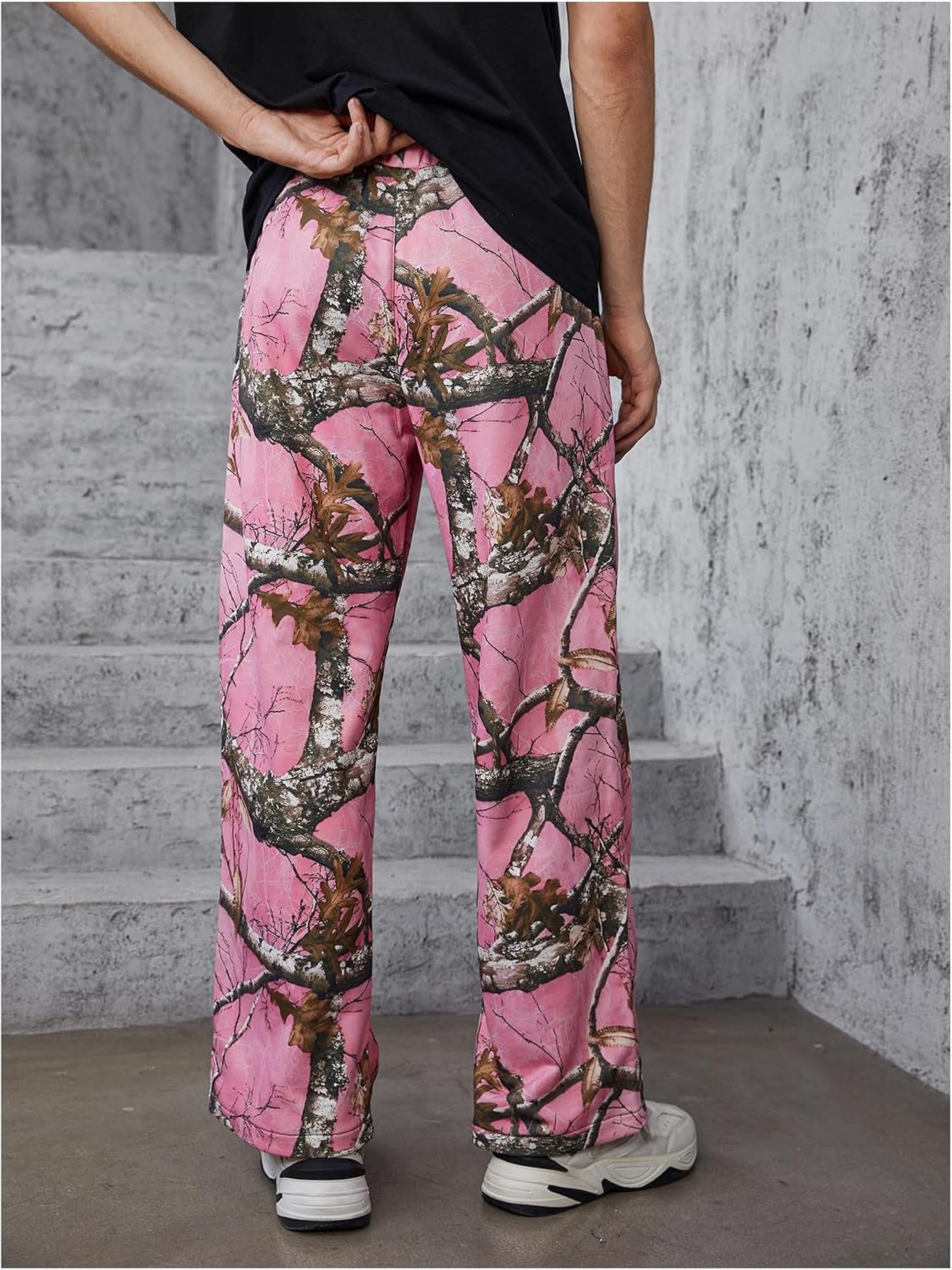GORGLITTER Men's Camo Baggy Sweatpants Stacked Graphic Y2K Wide Leg Hunting Pants Streetwear