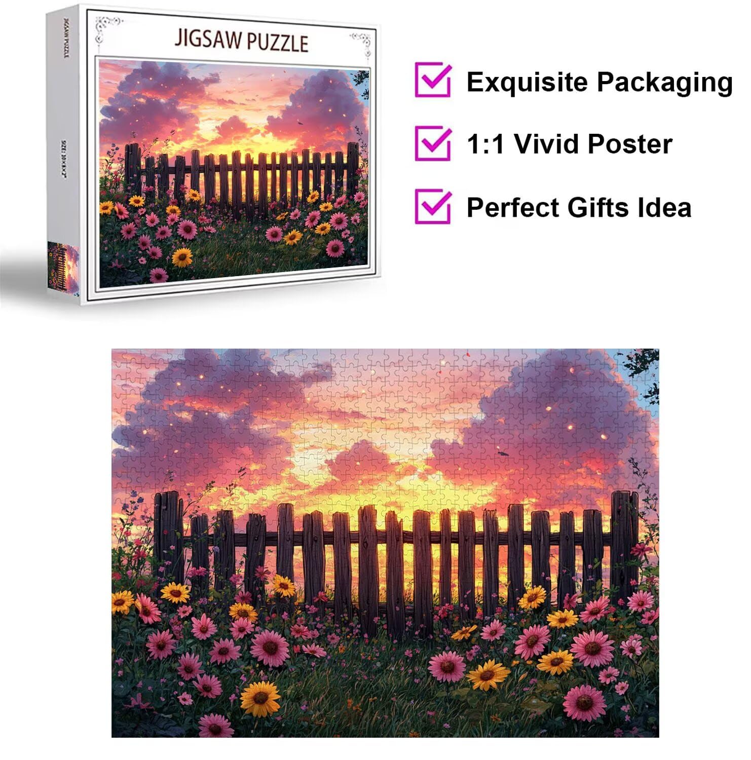Puzzle 3000 elementów dla dorosłych, 3D, kwiaty, drewniane puzzle, N-295