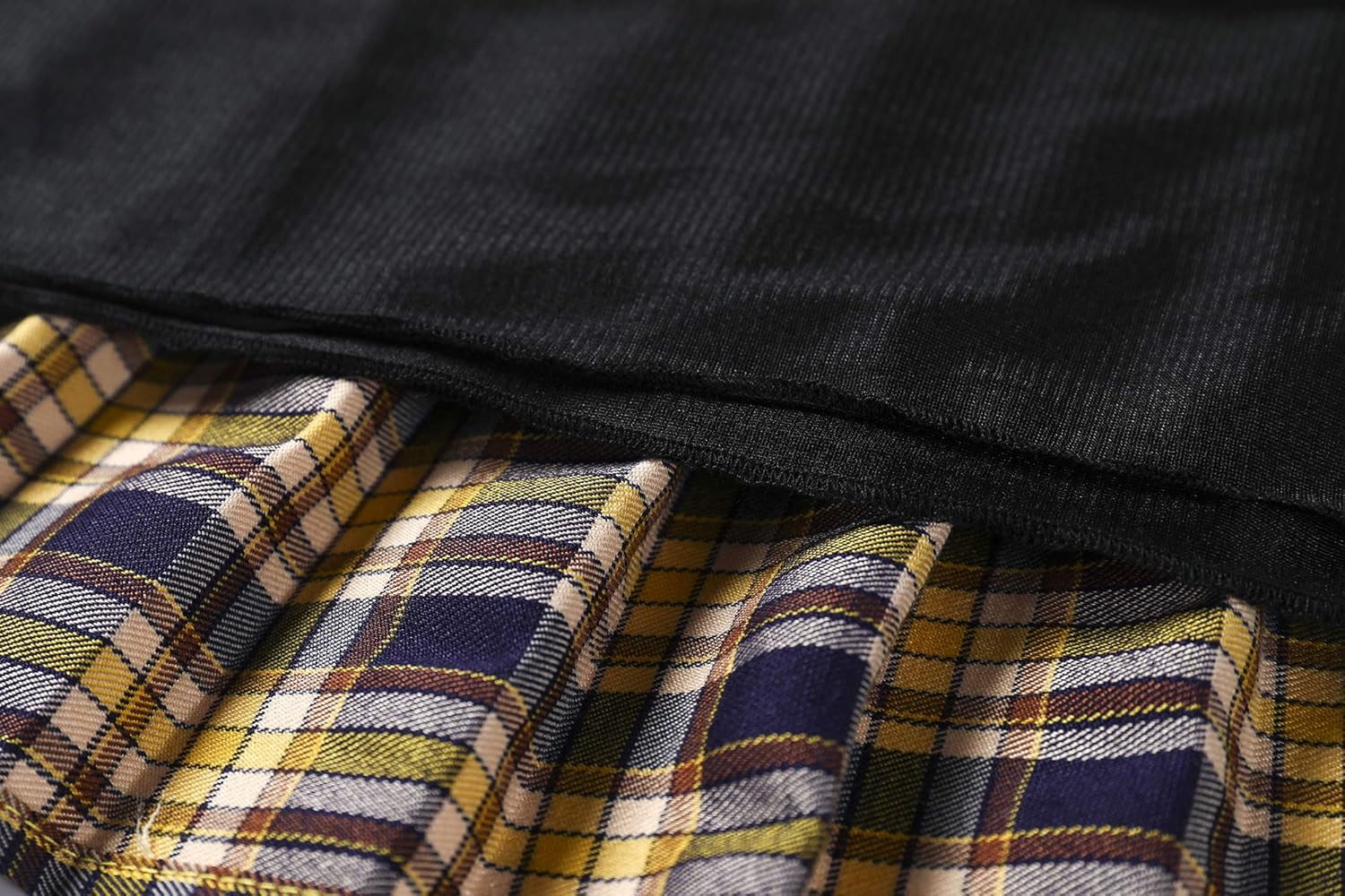 Women's Elastic Waist Plaid Pleated Skirt Tartan Skater School Uniform Mini Skirts Small Yellow and Black