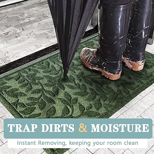 Miniatura 4 de Bulijojo Tapete de entrada frontal resistente, tapete de bienvenida duradero y resistente, tapete grueso y absorbente de goma natural