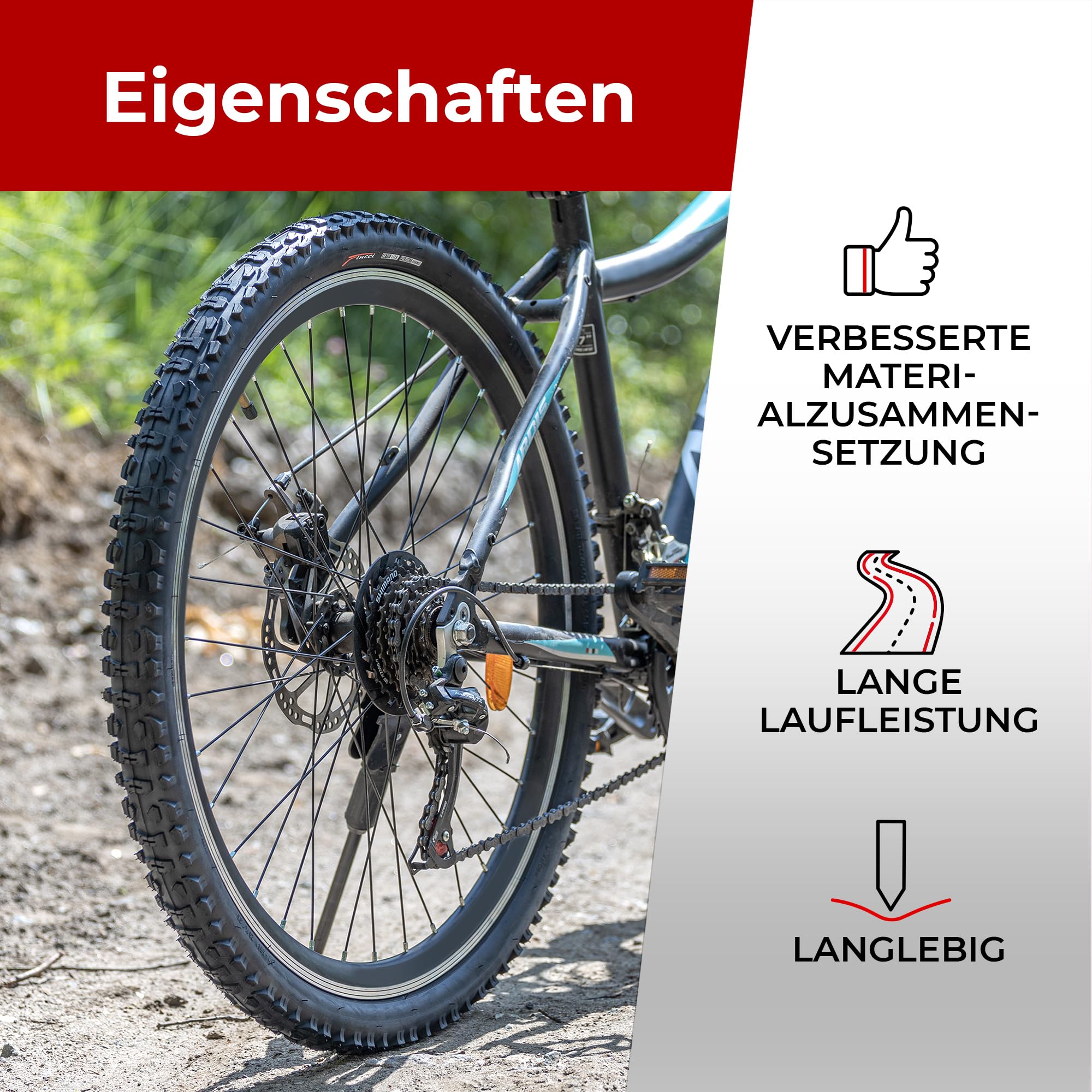 Fincci Paar 26 x 1,50 Inch 40-559 Gladde Banden voor Weg Berg MTB Hybride Fiets (Pak van 2