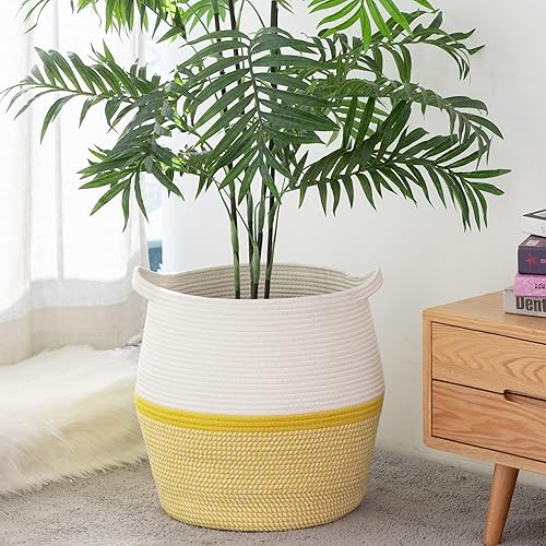 Miniatura 6 de KAKAMAY Cestas tejidas para almacenamiento (17 x 17 pulgadas), canasta grande de ropa para bebé, cesta de lavandería plegable, cesta de manta para