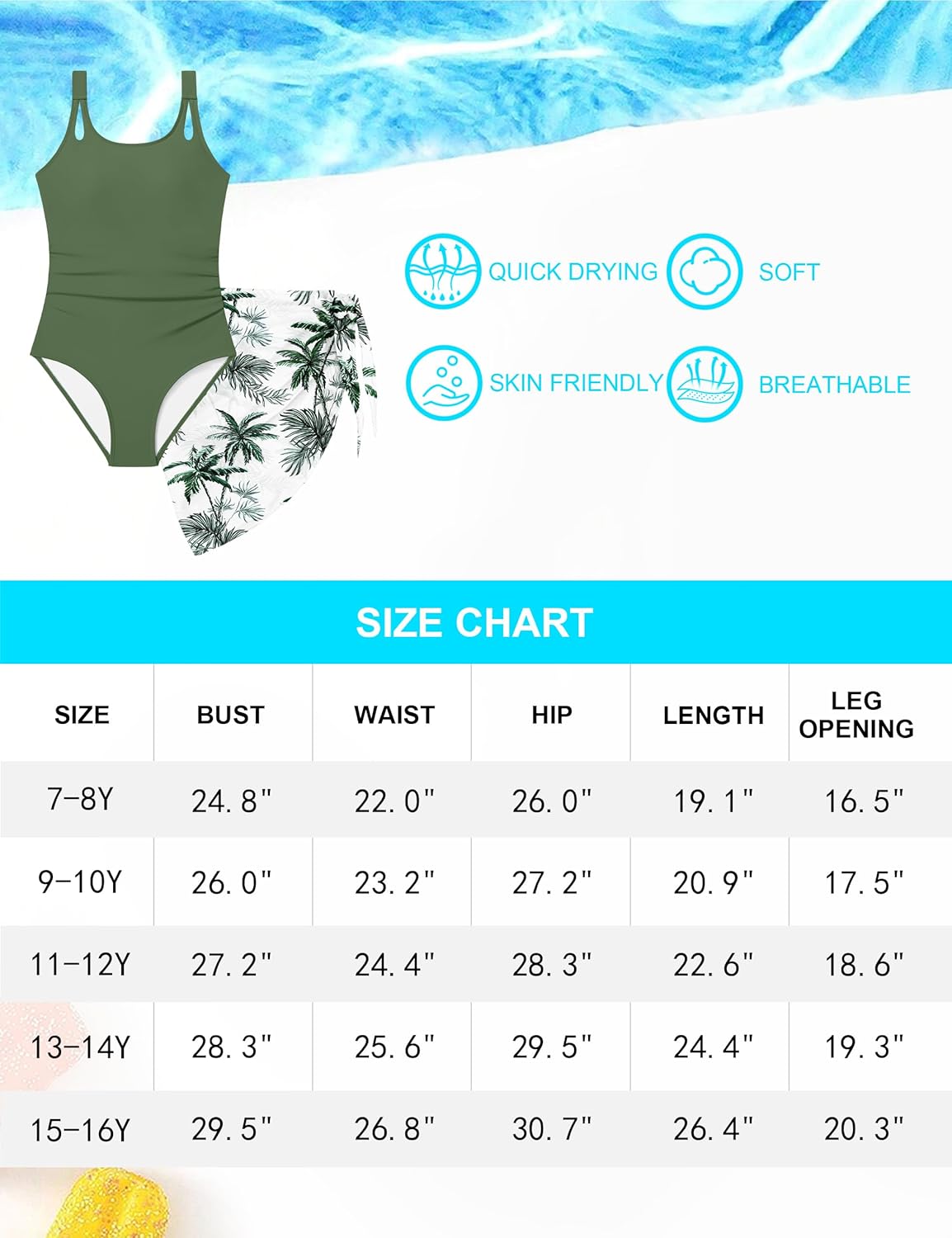 CRISONE Girls Swimsuit Quick Dry One-Piece Swimwear Adjustable Strap Bathing Suit with Mesh Cover Up 9-16 Years - Image 6