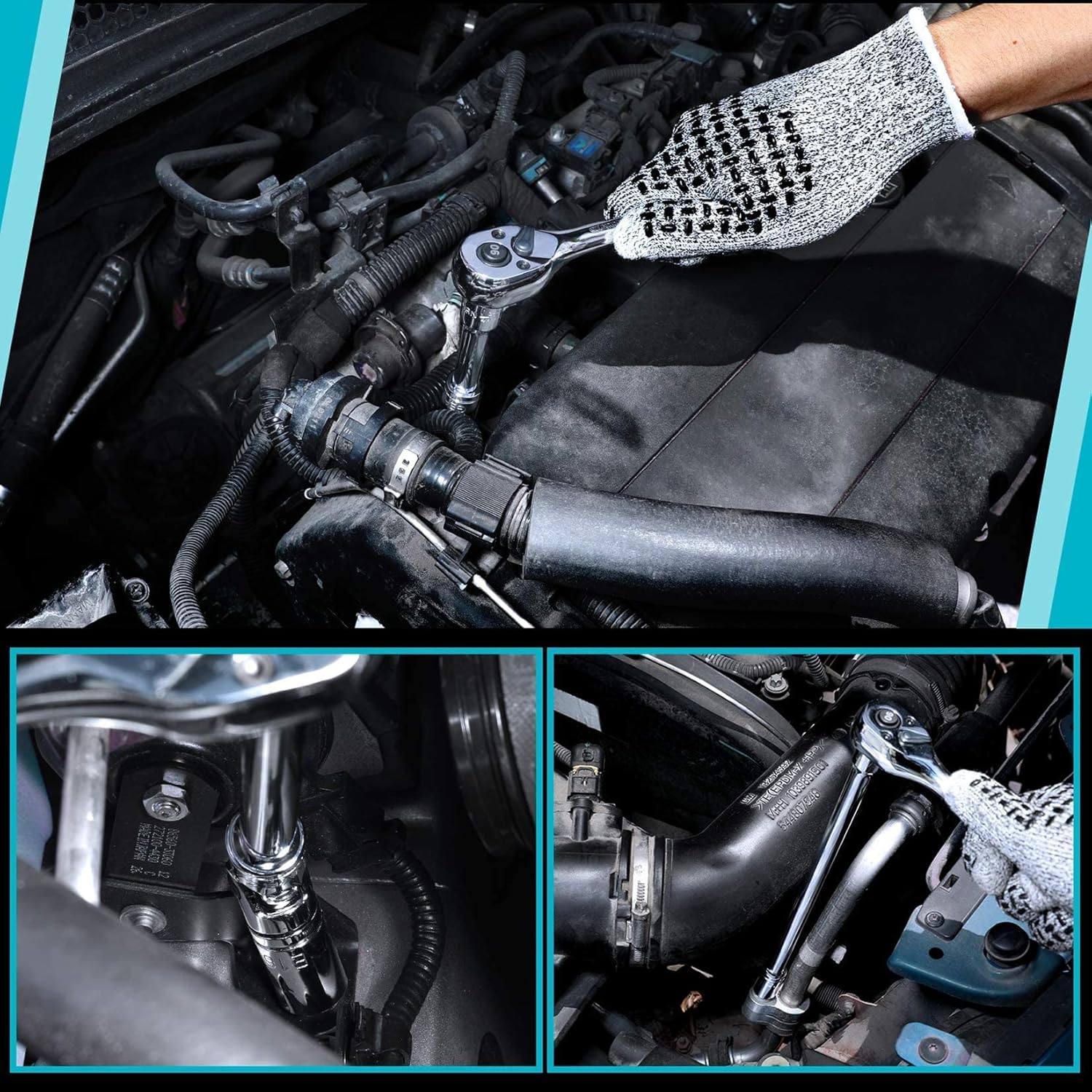 Examples of drive tools in use for automotive repair