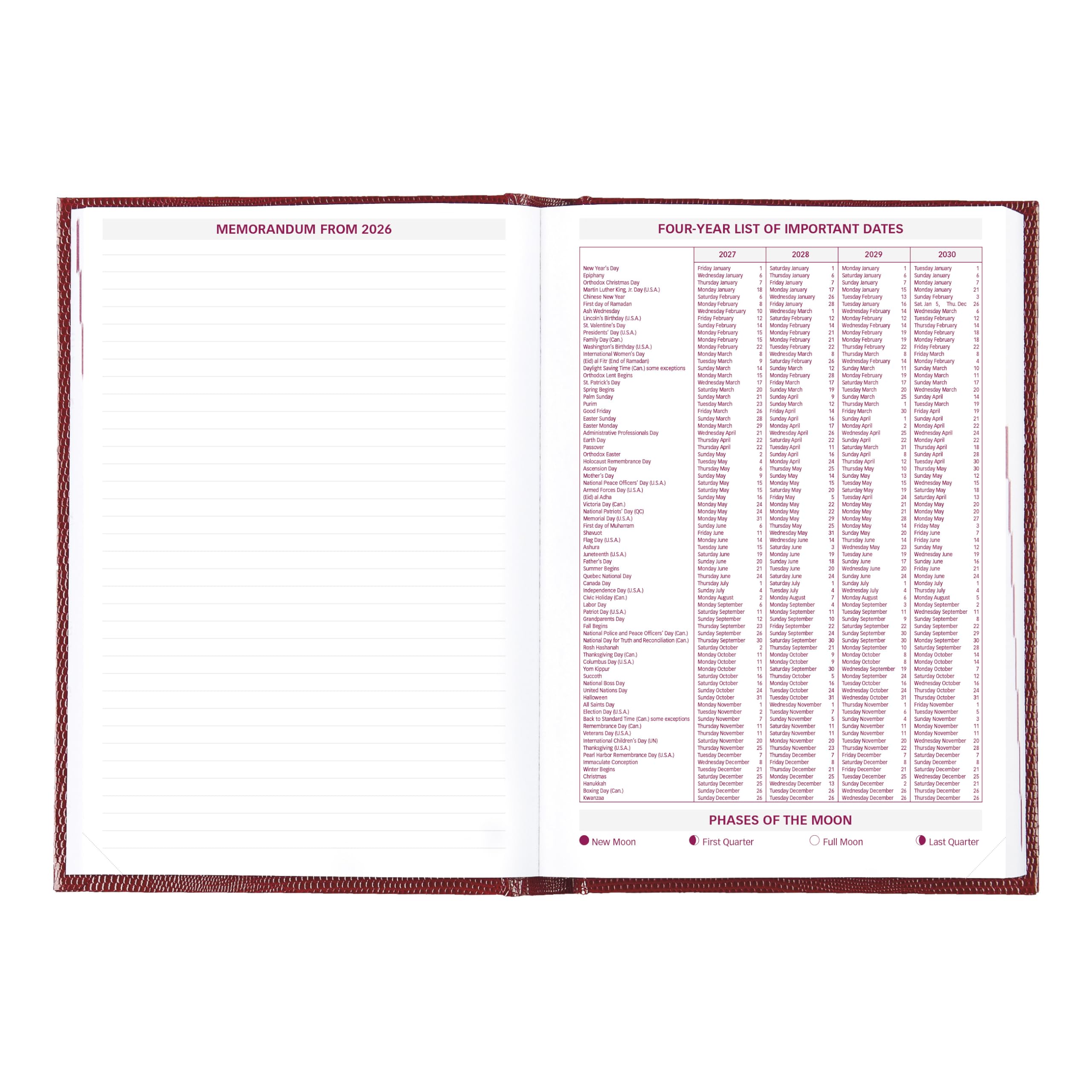 Brownline® - Agenda giornaliera/mensile tradizionale 2027, 12 mesi, da gennaio a dicembre, rilegatura perfetta, 21 x 14,6 cm, rosso brillante (CB389.RED)