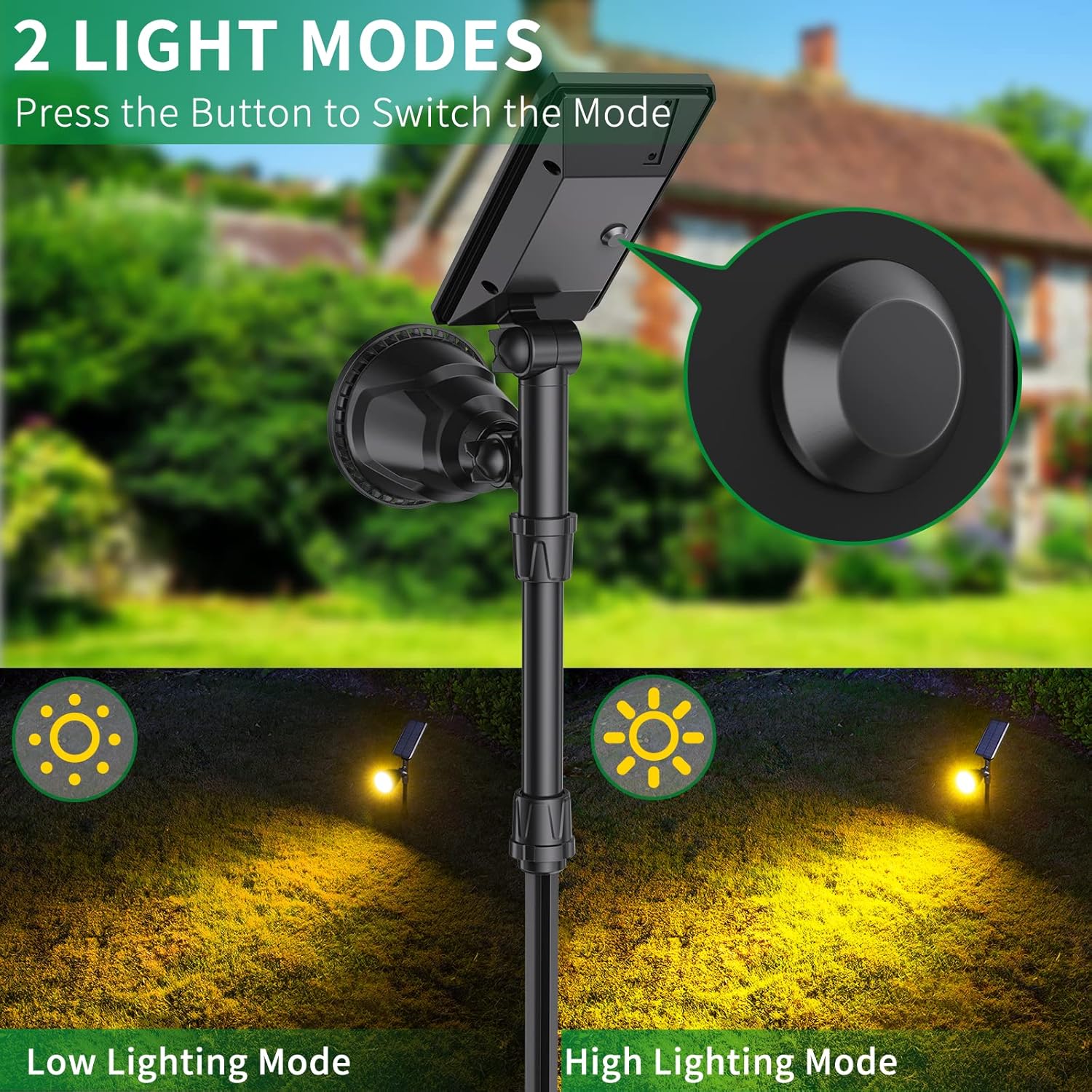 Black Friday - 60% OFF 600 Lumen Solar Garden Lights Outdoor Waterproof,18 LED Beads Outdoor Spotlights 2-in-1 Landscape Lighting for Pathway Walkway Driveway Backyard Path Wall Lawm Patio Decor 2 Installations 4 Pack