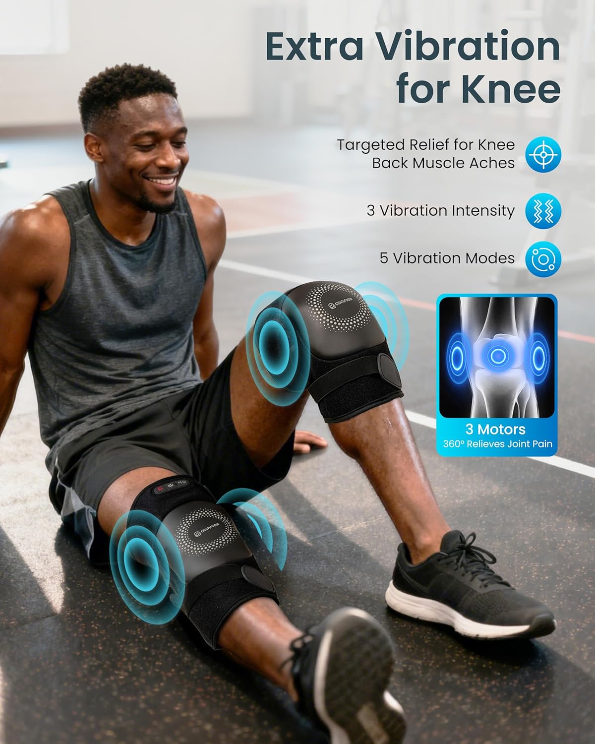 COMFIER FSA Cordless Knee Massager with Heat and Vibration for Pain Relief,HSA Eligible Items,Graphene Heating Pad for Knee with 5 Massage Modes,Rechargeable Heated Knee Brace,Mother‘s Day Gifts
