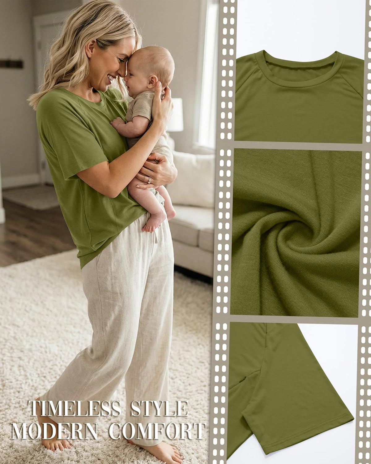 3 Pack Women's Oversized Nursing Shirts Short Sleeve Breastfeeding Maternity Tops Hidden Zipper Pregnancy Clothes