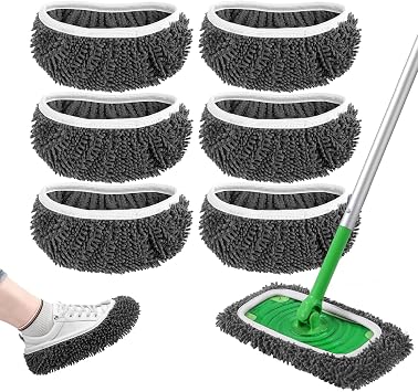 6 Pack Reusable Wet Refills Compatible with Swiffer Sweeper Mop | Washable Microfiber Chenille Mop Pads, Dry Sweeping Cloths & Wet Mopping Cloths for Household Cleaning Mop is not Included