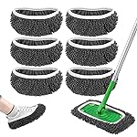 Yicotira Reusable Wet Pads Refill for Swiffer Sweeper Mop - Dry Sweeping Cloths & Wet Mopping Cloths for Household Cleaning - Washable Microfiber Mop Pads, 6 Pack (Mop is not Included)