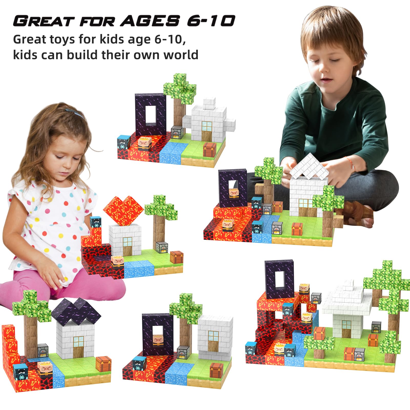 Blocs de Construction magnétiques 100pcs - Giocattoli sensoriali STEM, regalo di Natale per bambini e bambine dai 3 anni in su, giocattolo creativo con blocchi magnetici da costruzione