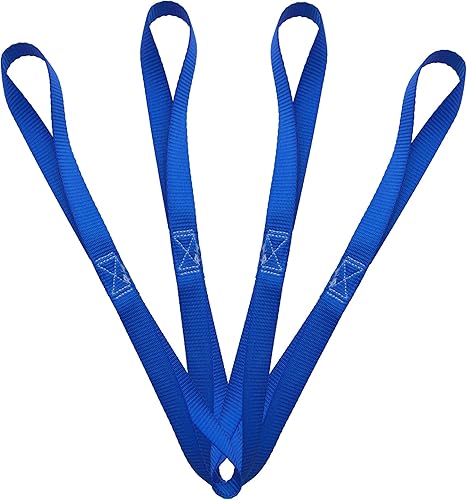 Correas de amarre para motocicleta de bucle suave (4 unidades), capacidad de carga de 600 libras, fuerza de 1 x 18 pulgadas, amarres azules