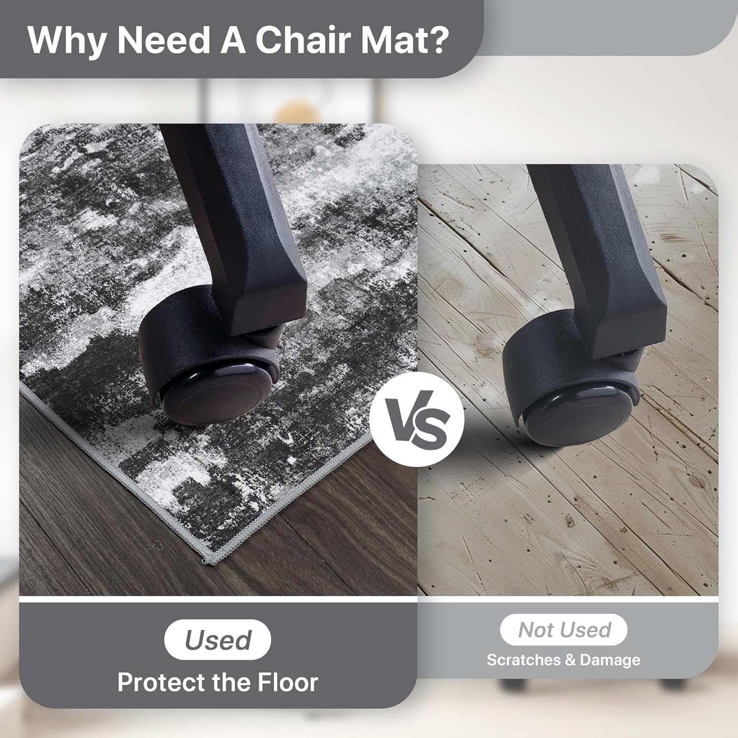 Office Chair Mat for Hardwood Tile Floor, Abstract 36"X 60" Desk Mats for Office Chair on Rolling Chairs Carpet, Desk Anti-Slip 1/5" Thick Rug for Computer Chair, Thin Low-Pile Floor Mat, Dark