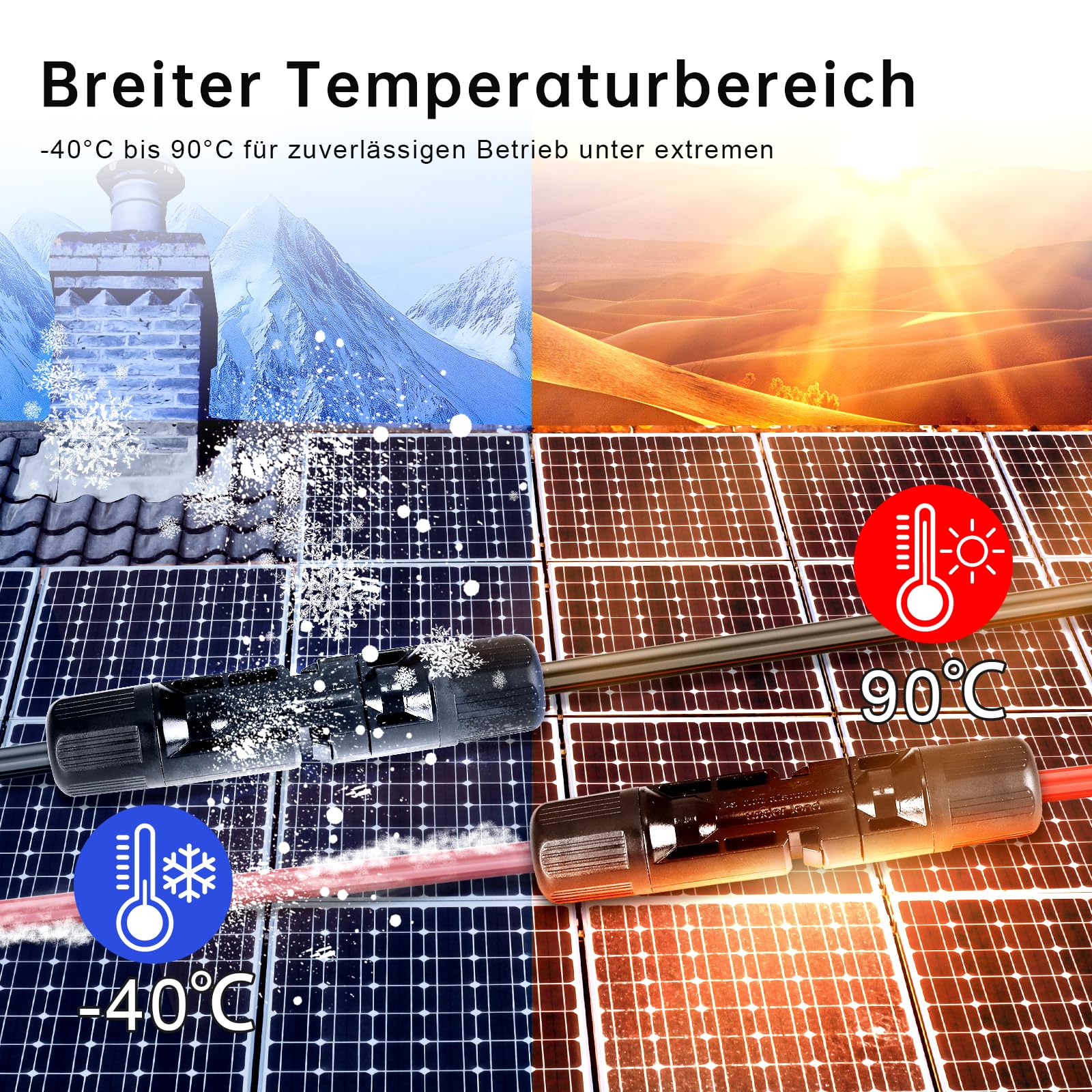 Solarkabel 4mm²/6mm²,Solarkabel Verlängerung 2/3/5/10/15M,Tool-Free Solarverlängerungskabel, PV Kabel (6mm²10m)