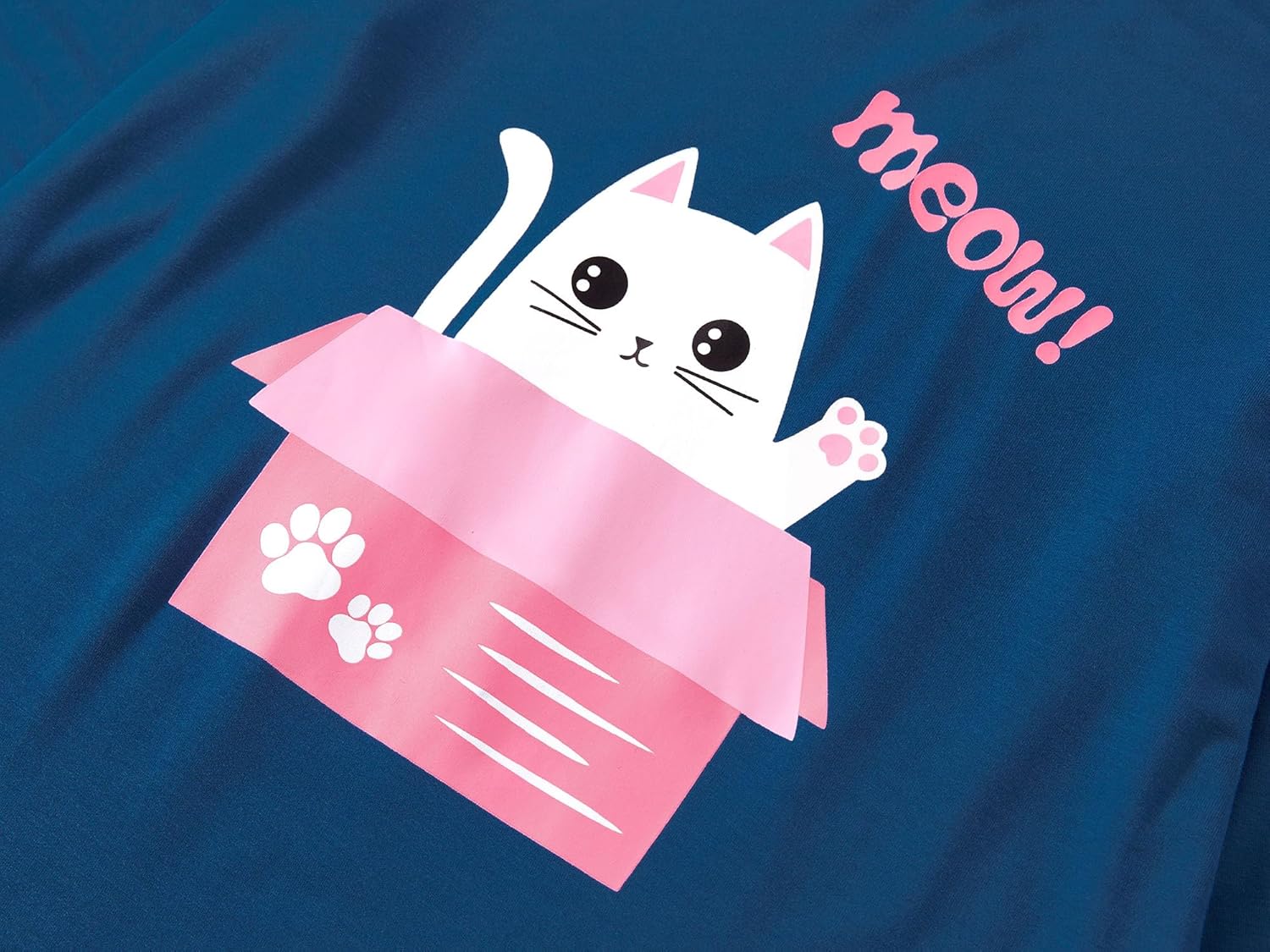 Tebbis Cute Cat Pajamas for Girls Modal Fiber Long Sleeve & Pants Pj Set Tween Size 6-18 - Image 5