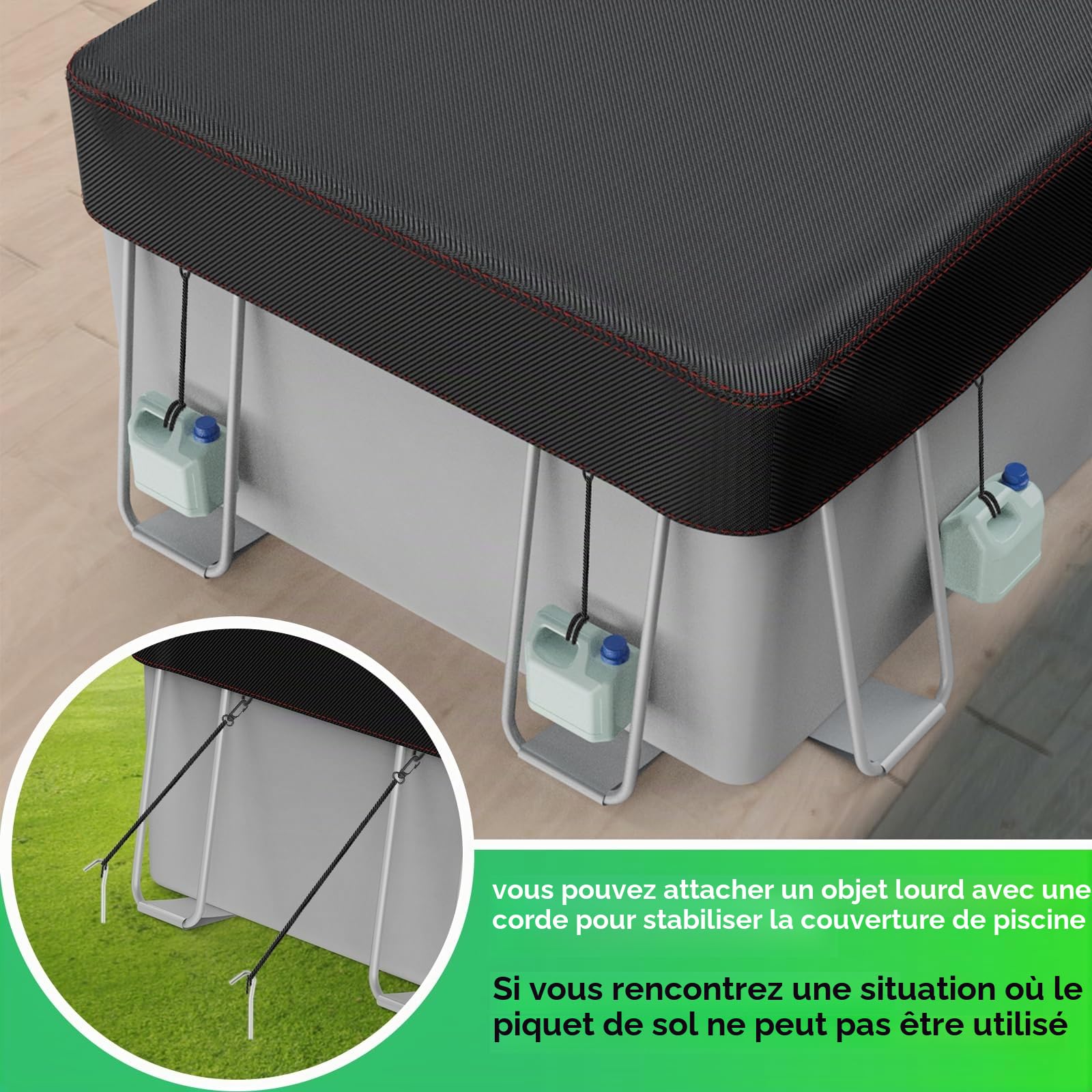 Bâche rectangulaire pour Piscine Hors-Sol, bâche Solaire pour piscines Hors-Sol avec Accessoires, bâche d'hiver idéale pour l'eau et la poussière - 2,7 x 5,5 m