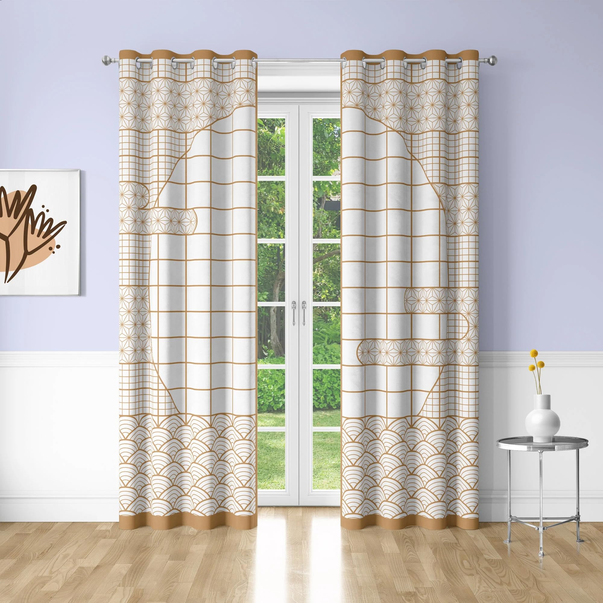 Cortinas japonesas con Estampado de Estilo japonés, Opacas y Decorativas para dormitorios, 2 Paneles (anxal/2 x 85 x 200 cm)