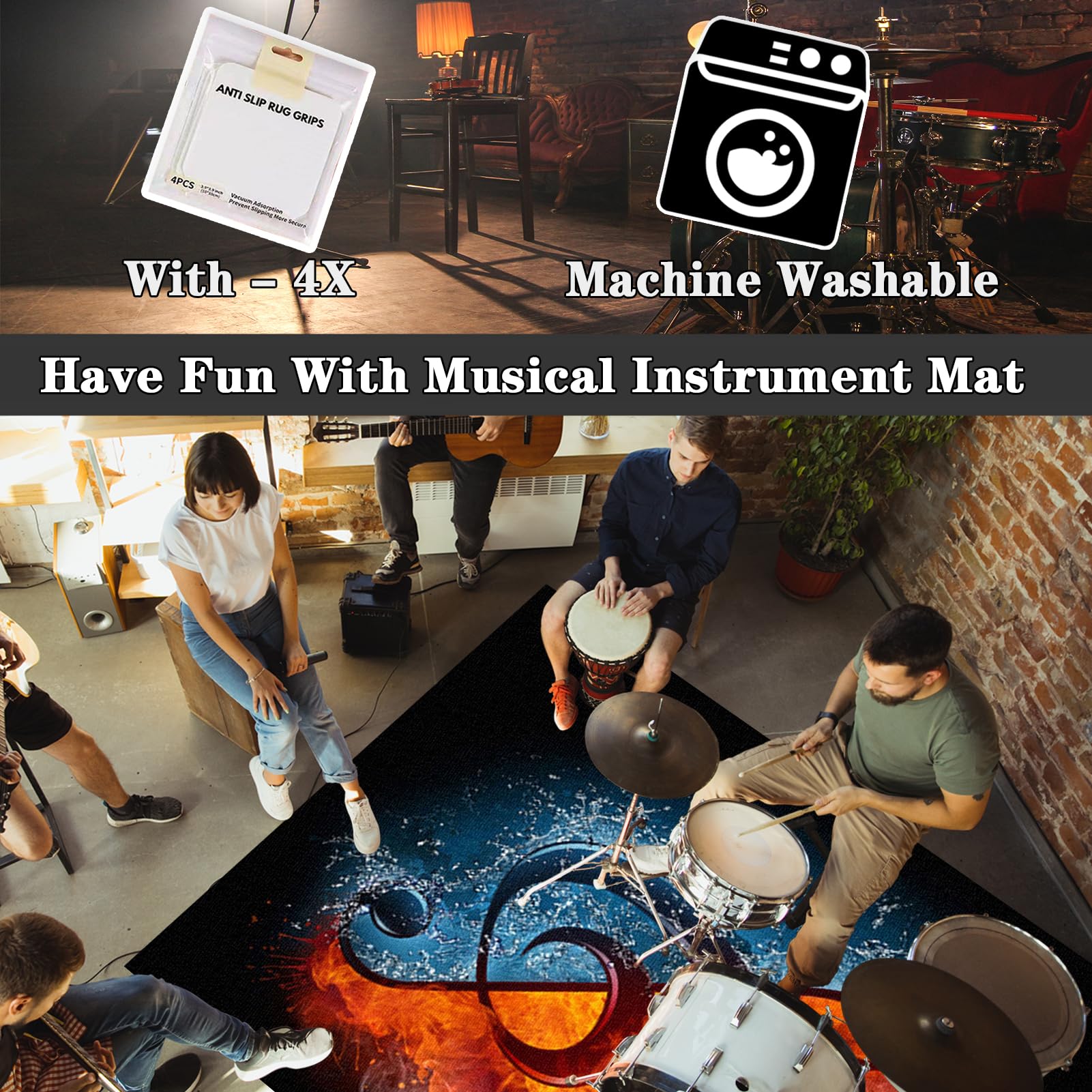 Schallschutz Teppichmatte - Trommel Teppiche Drum Teppich - Drum Rug rutschfeste Drum Matte für Akustik Schlagzeug Drum Kits Bass Drum Elektronisch Snare Klavier Musikinstrumente Teppich 180 x 140 cm
