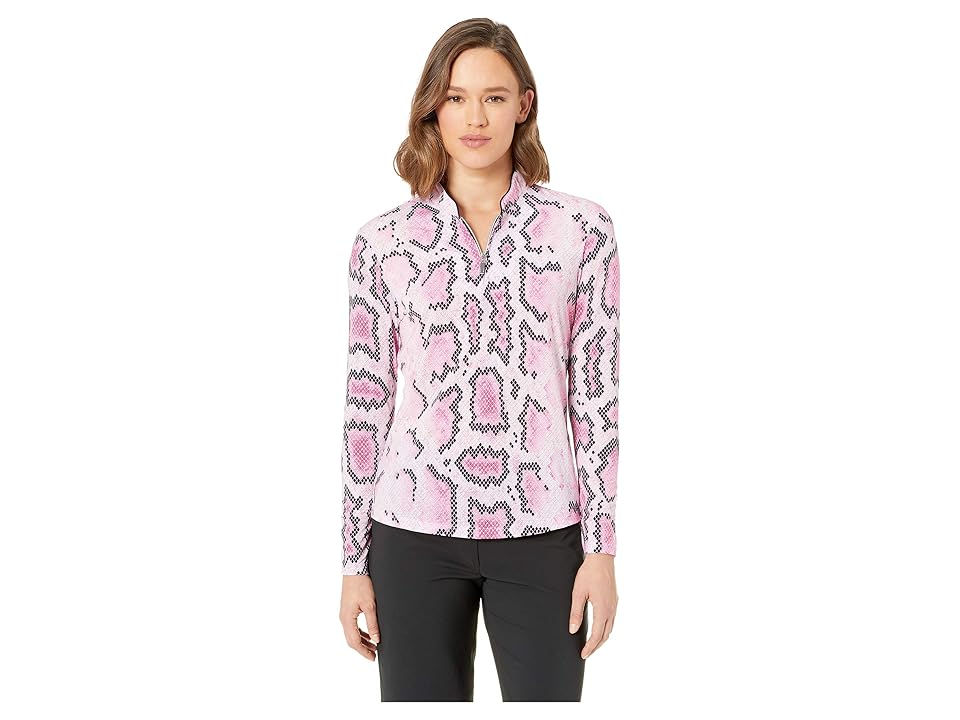 

Jamie Sadock Sunsense(r) 50 UVP 1/4 Zip Long Sleeve Top with Vipor Print (Pink) Women's Clothing