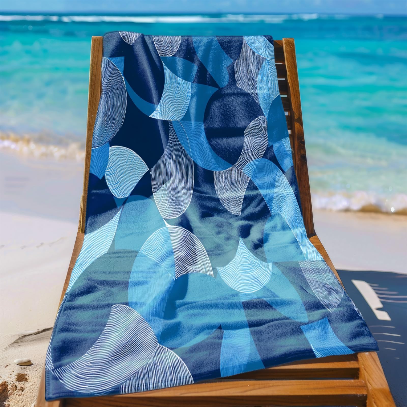 Beach Towel 80x160 Blue Abstract Microfibre Quick Dry Towel for girls,Pool Swimming Travel Towels,Sand-Resistant, Absorbent, Lightweight