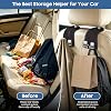 Amooca ganchos para cabecera de auto 2 unidades de gamuza con núcleo de metal | ajuste universal, diseño de doble gancho, almacenamiento para asiento trasero para mochila, paraguas, botella de agua, abrigo, bolsos, carteras, mandados, negro 7