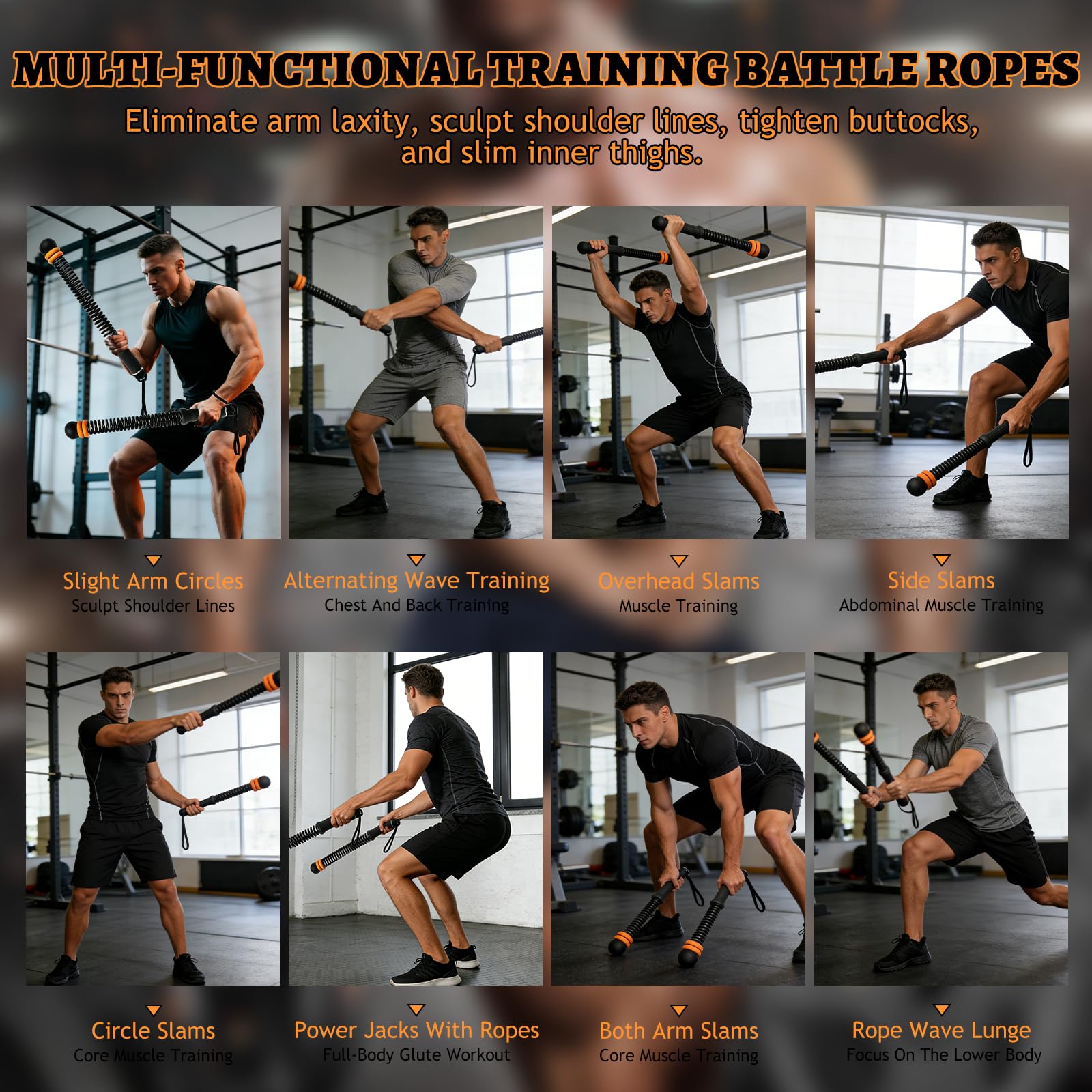 Battle Rope, 2 Pezzi Battle Rope Senza Corda, Fune Pesante da Allenamento per Allenamento HIIT, Cardio e Esercizi di Forza per Interni Esterni Casa, con Borsa Portaoggetti