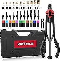 Vista 9 de WETOLS Kit de herramientas de tuerca de remache, herramienta de tuerca remachadora de 14 pulgadas con 7 mandriles métricos y SAE, remachadora manual