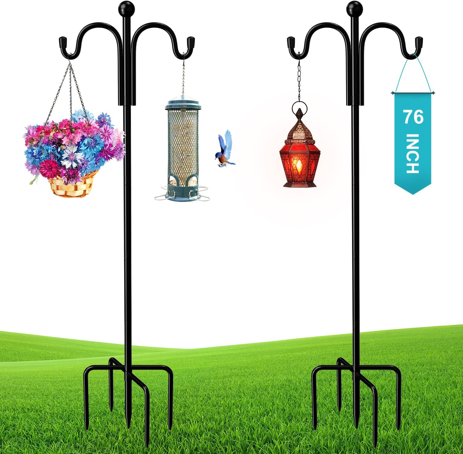 Amazon.com: Relx Bird Feeder Pole - Adjustable Double Shephards Hooks