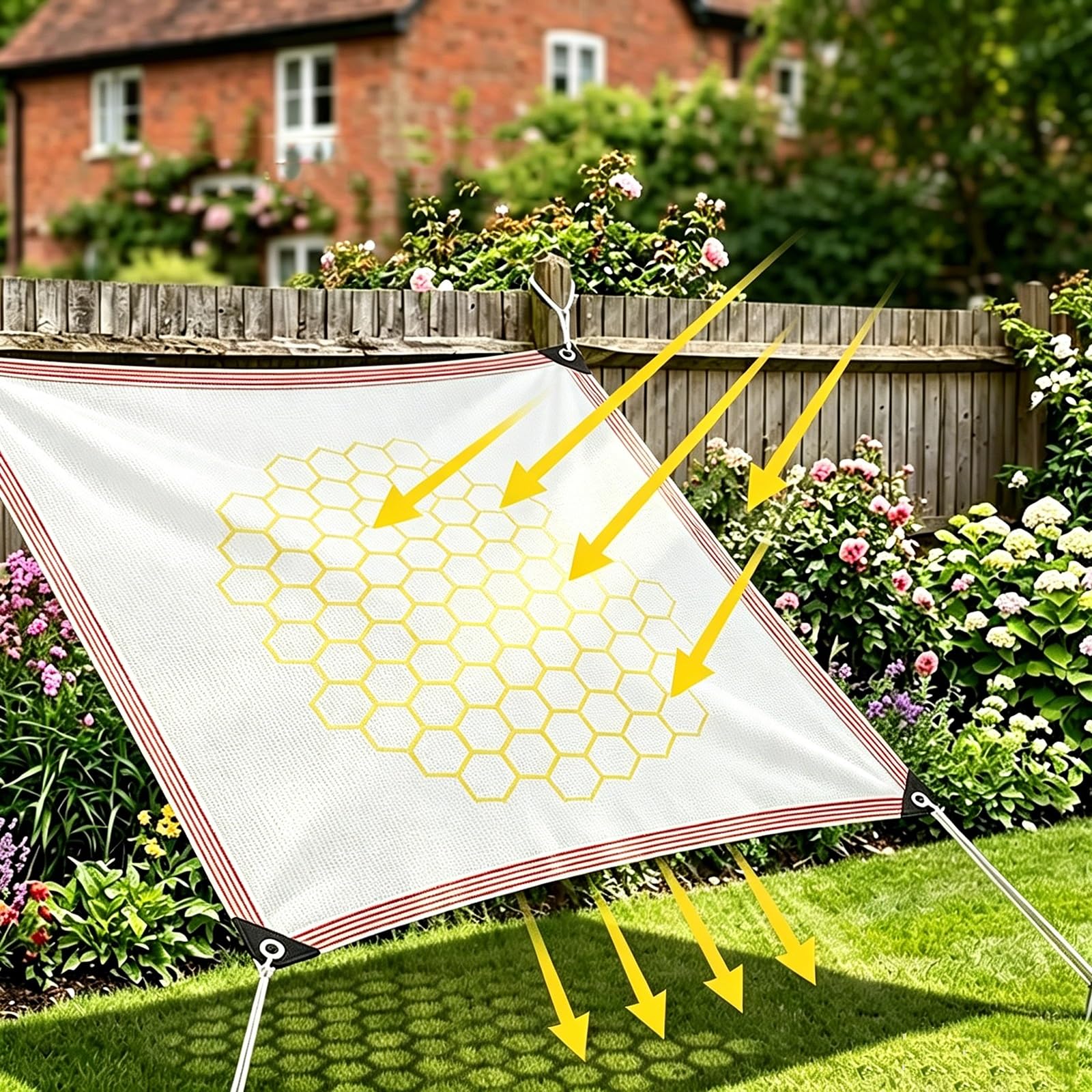 85% Malla Sombra Resistente - Tela Sombreadora Extra Densa de HDPE con Ojalillos Cada 50cm, Costura Reforzada de 6 Bordes, Cubierta Exterior para Patio Jardín Planta Coche Refrigeración(4.0x5.0m)