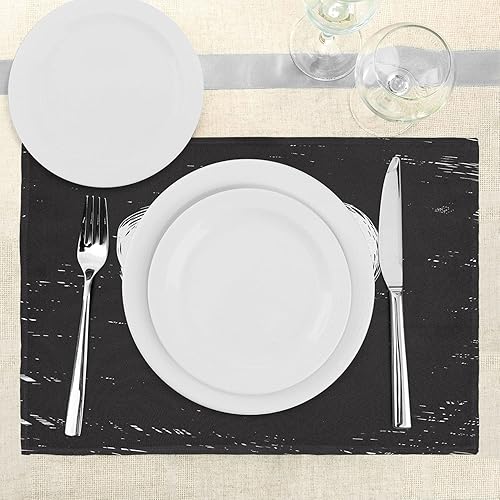 Miniatura 3 de Ambesonne Live Laugh Love - Juego de 4 manteles individuales con ilustración de un corazón inspirado en el grunge y palabras sobre fondo negro,