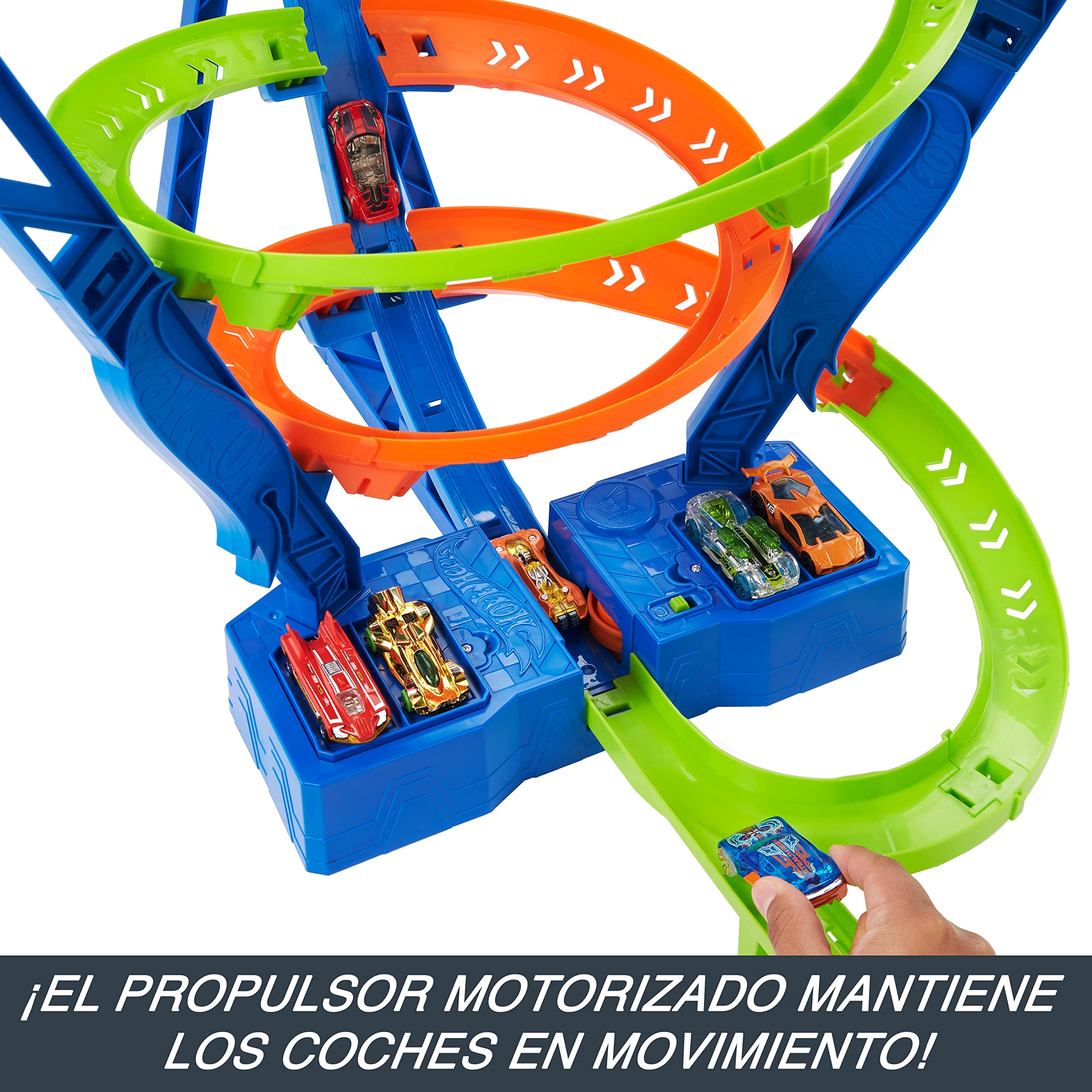 Hot Wheels Action Espiral rápida de choque SIOC Pista para coches de juguete, regalo +4 años (Mattel HJT51)