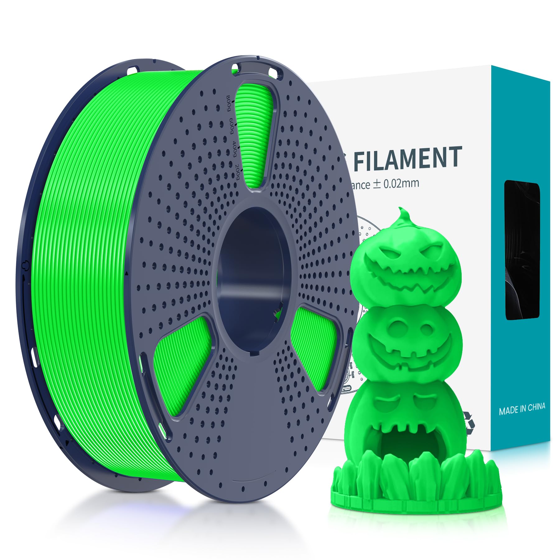 SUNLU Fluorescent PLA 3D Printer Filament, 1.75mm, Fluorescent Green | Brighter Color for Halloween Decoration, Neatly Wound Filament, Fit Most FDM 3D Printer, 1kg Spool