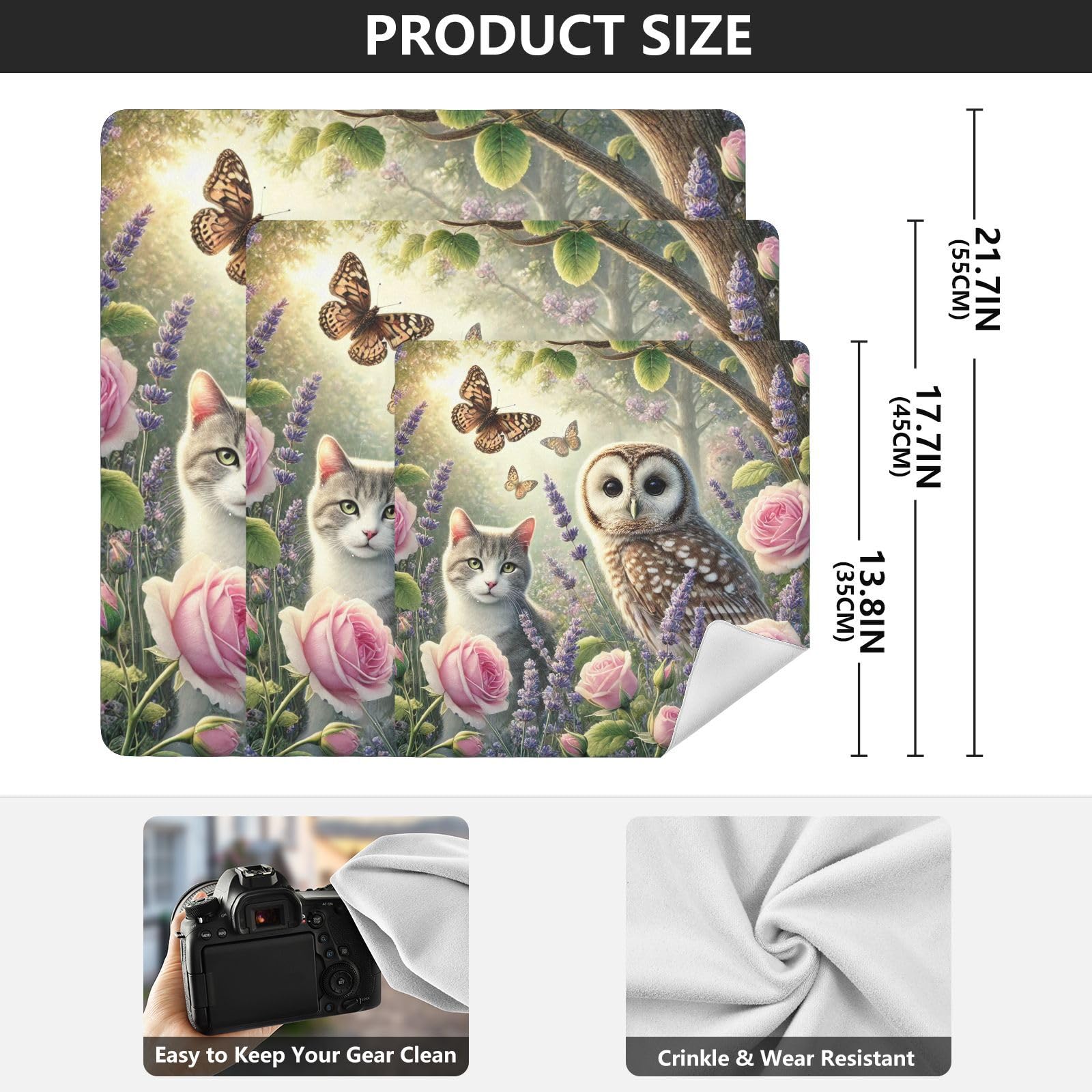 Joko Ivery Owl Roses Pastel Blue Self-adhesive Cloth 17.7