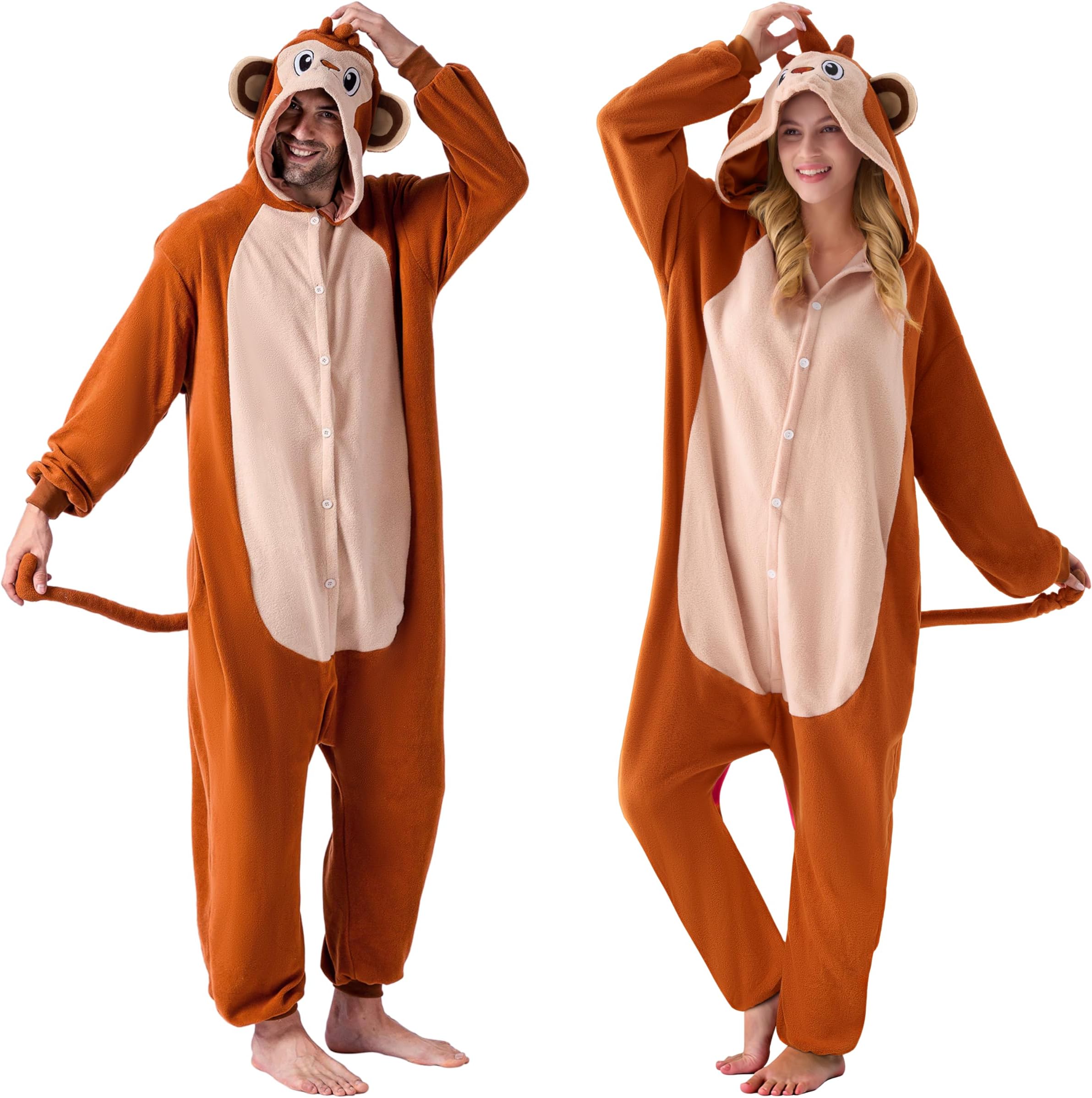 Spooktacular Creations Unisex Adult Sloth Costume Pyjamas Jumpsuit, Plush Onesie Pyjamas for Men and Women