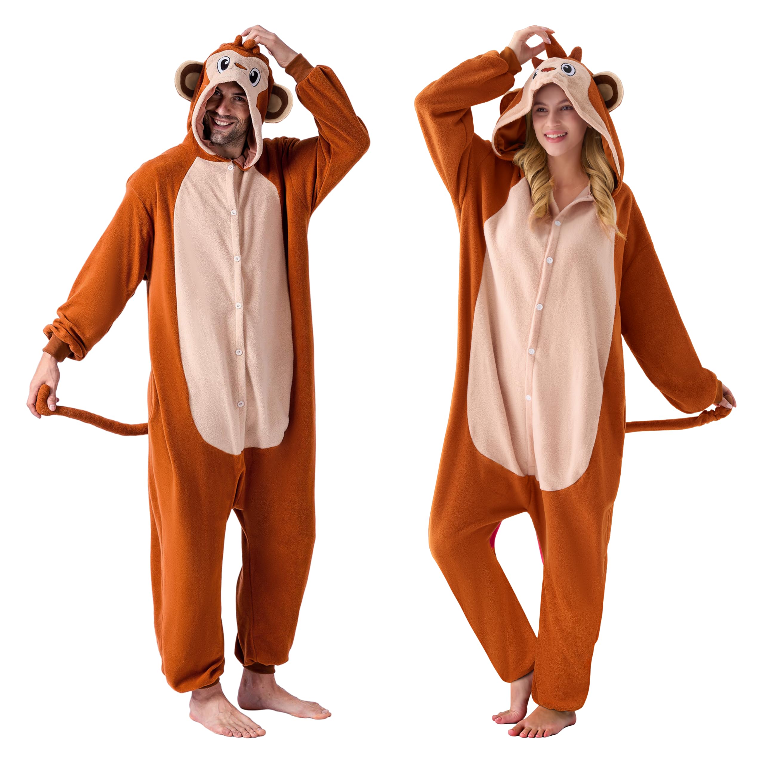 Unisex Adult Pajama Plush Onesie One Piece Monkey Animal Costume