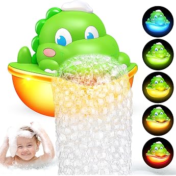 Adeokay Bath Toy from 1 2 3 Years Toy from 1 2 3 Years Foam Machine Bathtub Luminous Dinosaur Bath Toy Children's Toy from 1 2 3 4 Years Gift Boy 1-4 Years