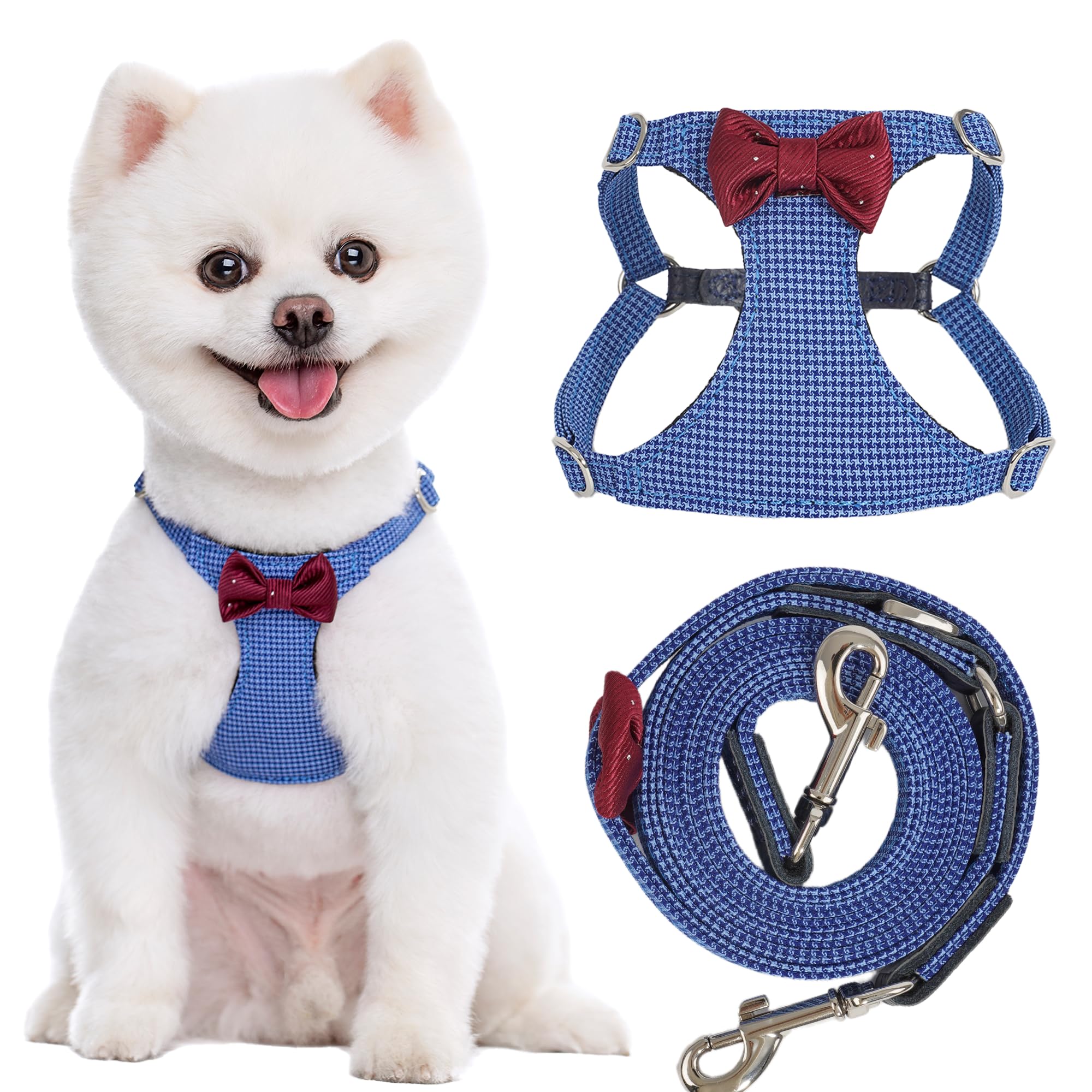 Puppytie Plaid Blue Small Dog Harness