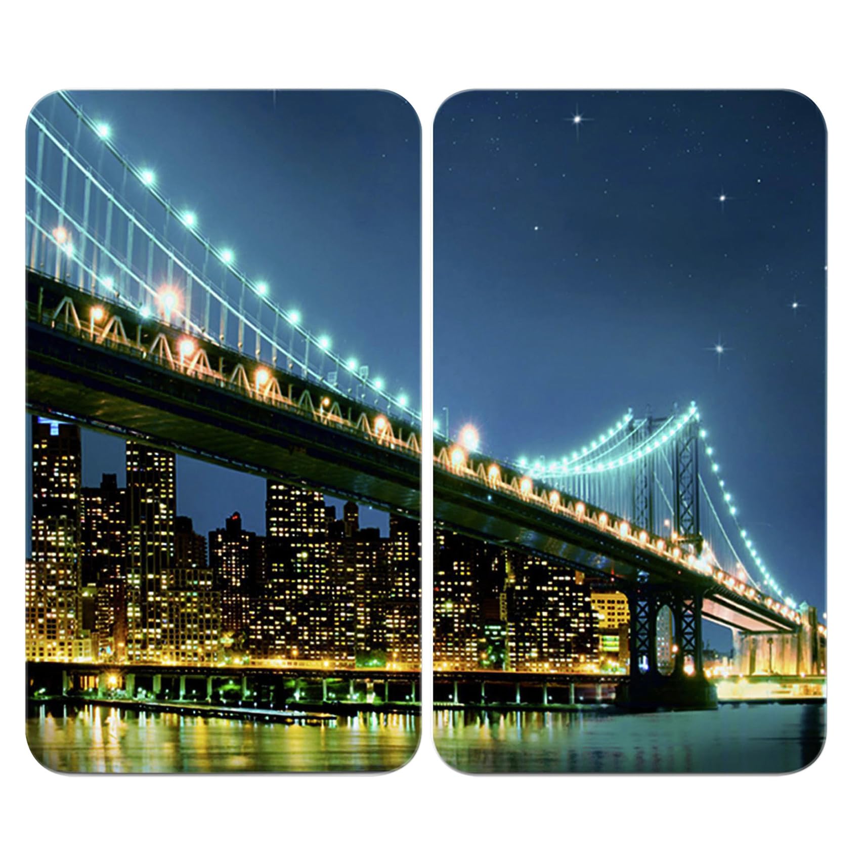 WENKO Protection plaque de cuisson, «Brooklyn», plaque de protection induction, gazinière, vitrocéramique, verre trempé, Lot de 2, 30x52 cm